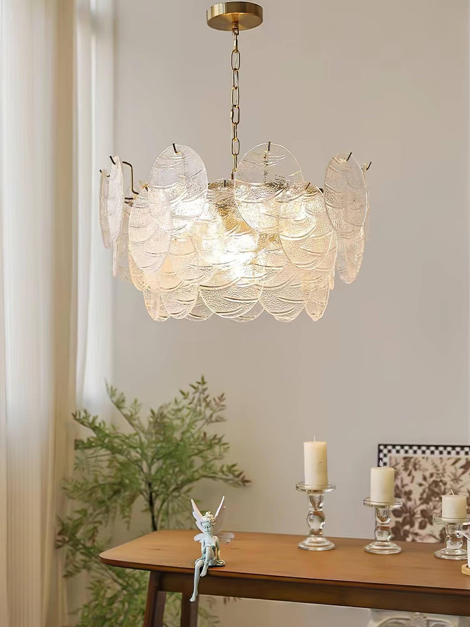 Lustra Chandelier Glass Disc Gold - Letslighting