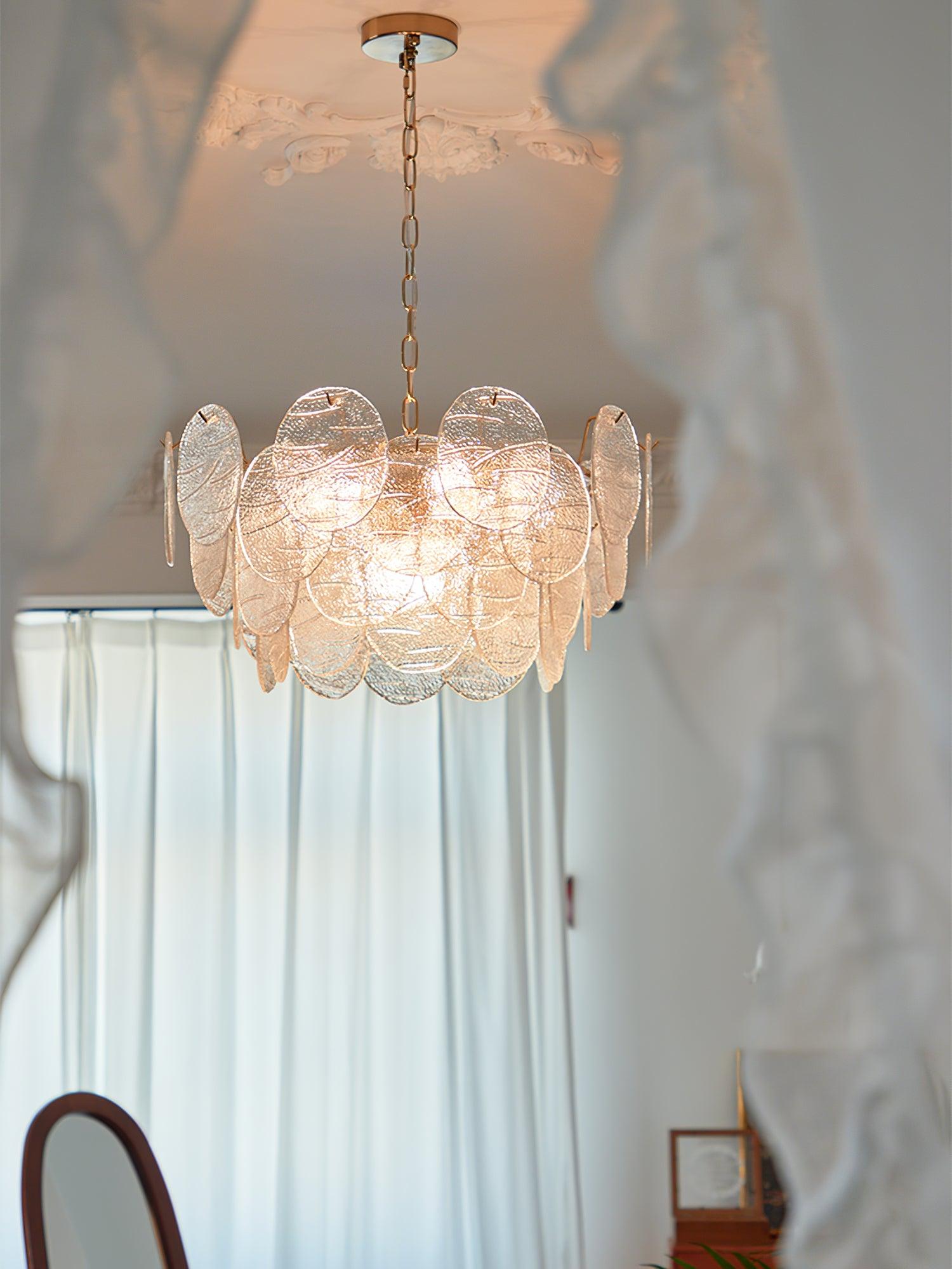 Lustra Chandelier Glass Disc Gold - Letslighting
