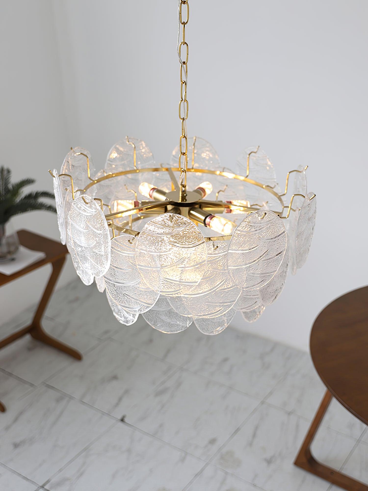 Lustra Chandelier Glass Disc Gold - Letslighting