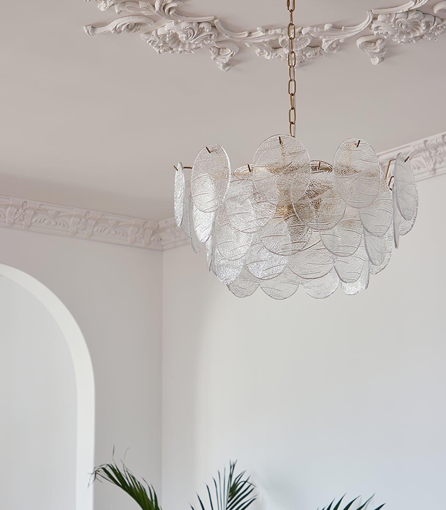 Lustra Chandelier Glass Disc Gold - Letslighting