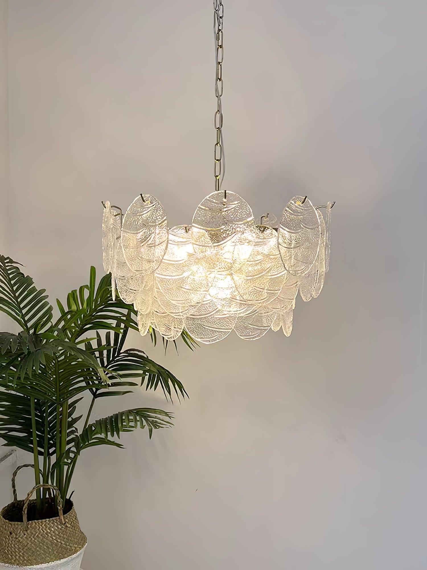 Lustra Chandelier Glass Disc Gold - Letslighting