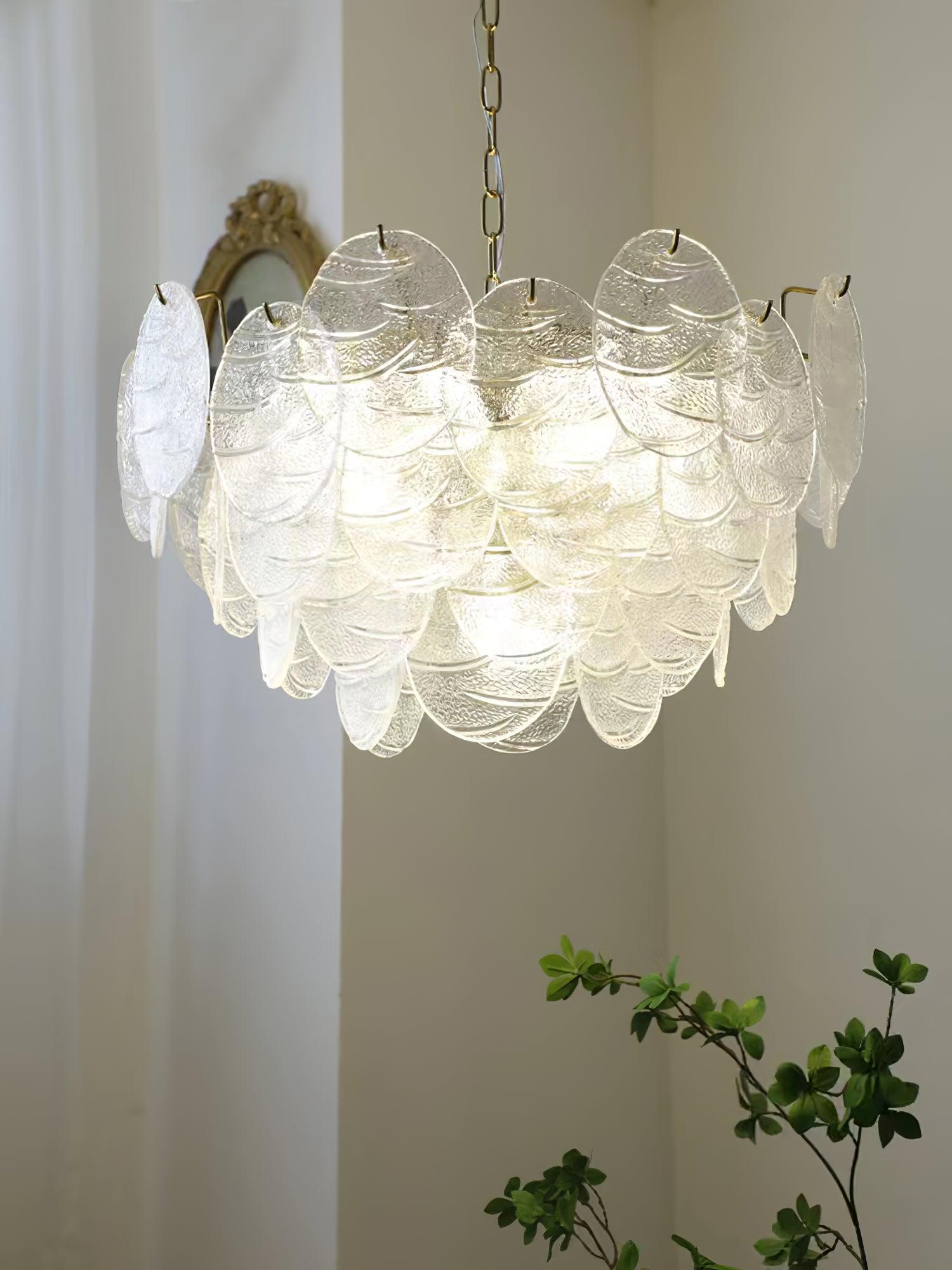 Lustra Chandelier Glass Disc Gold - Letslighting