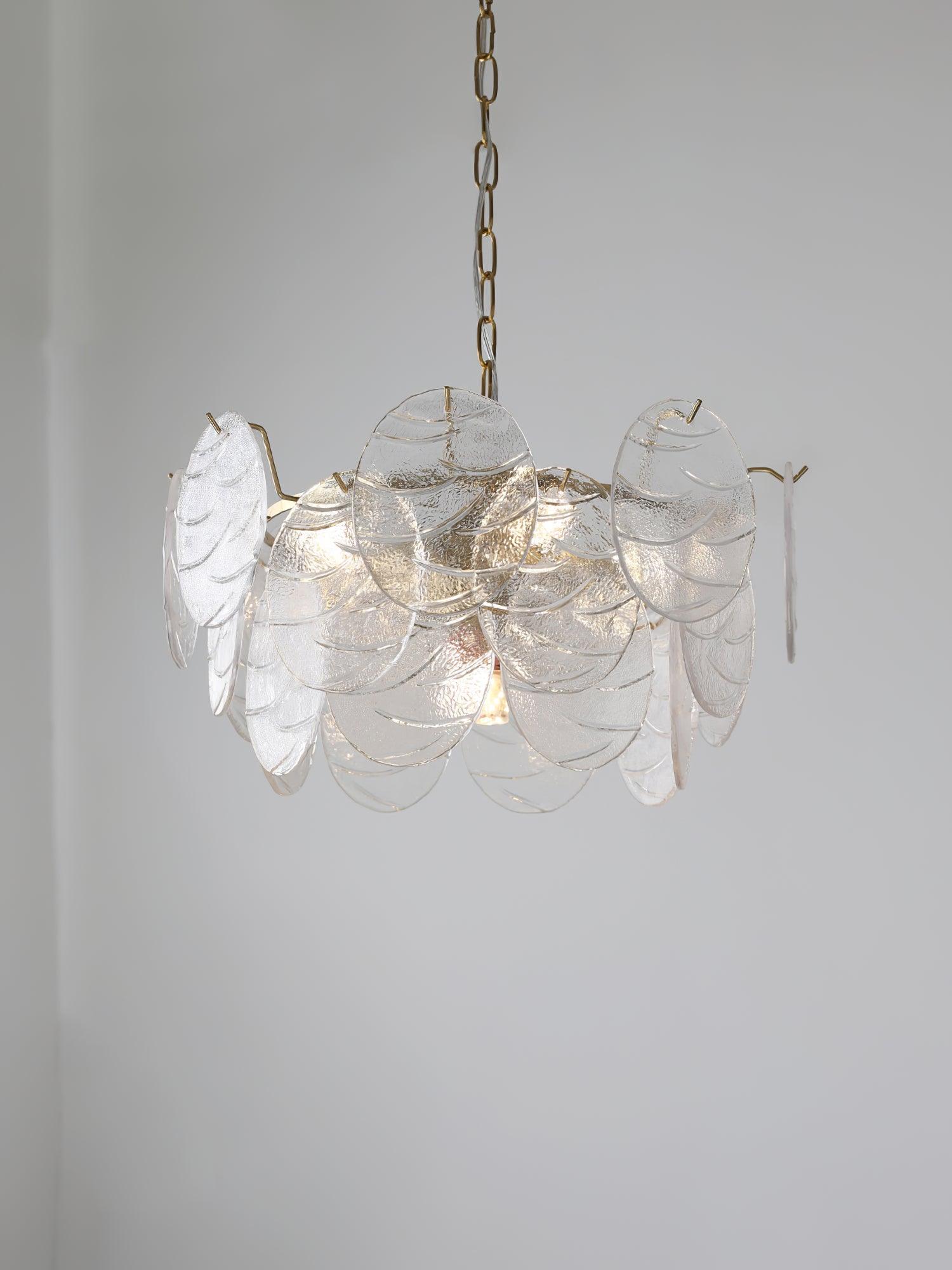 Lustra Chandelier Glass Disc Gold - Letslighting