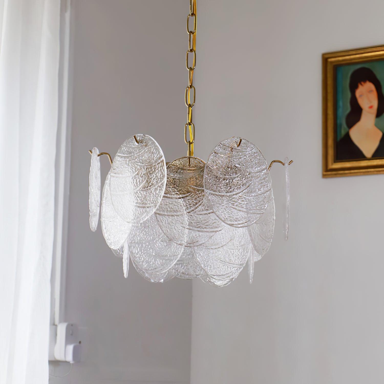 Lustra Chandelier Glass Disc Gold - Letslighting