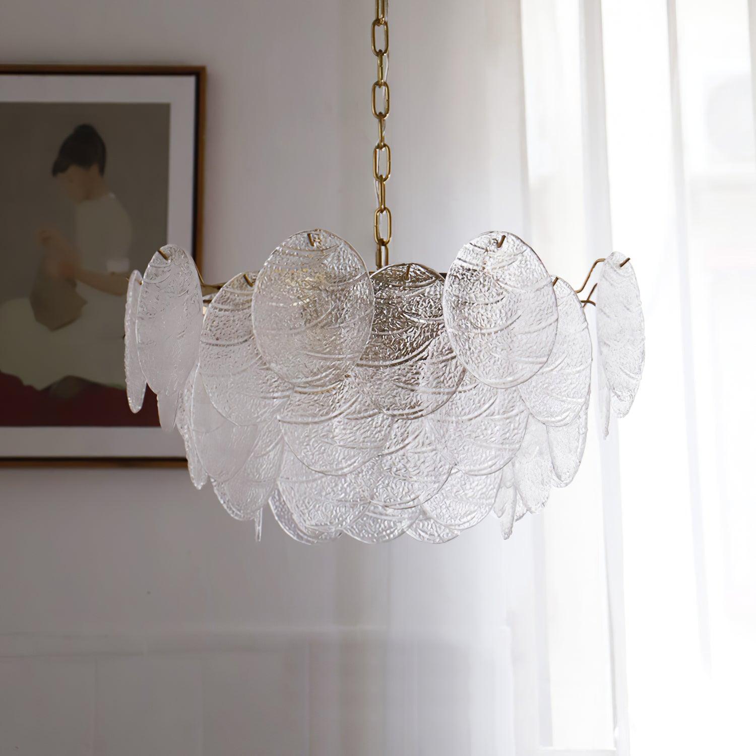 Lustra Chandelier Glass Disc Gold - Letslighting