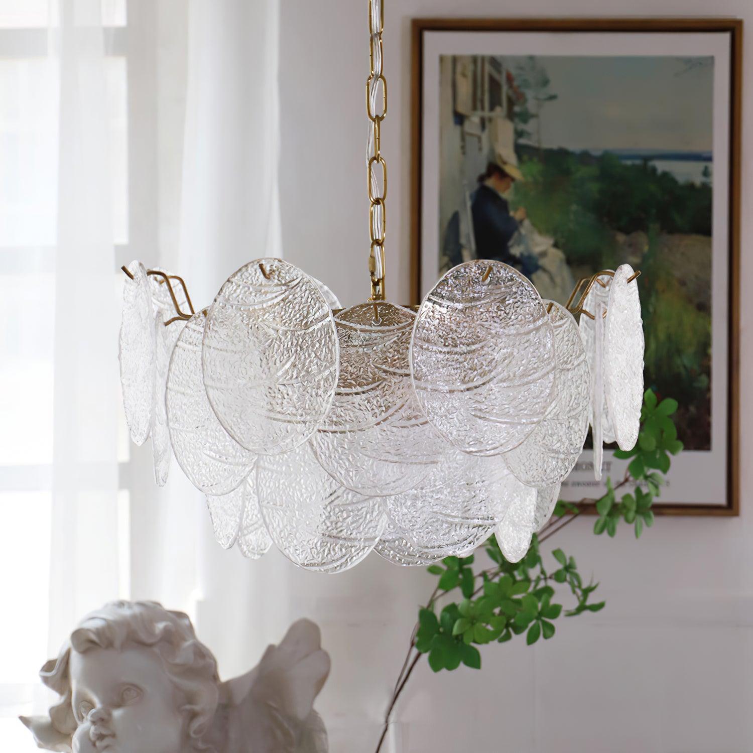 Lustra Chandelier Glass Disc Gold - Letslighting