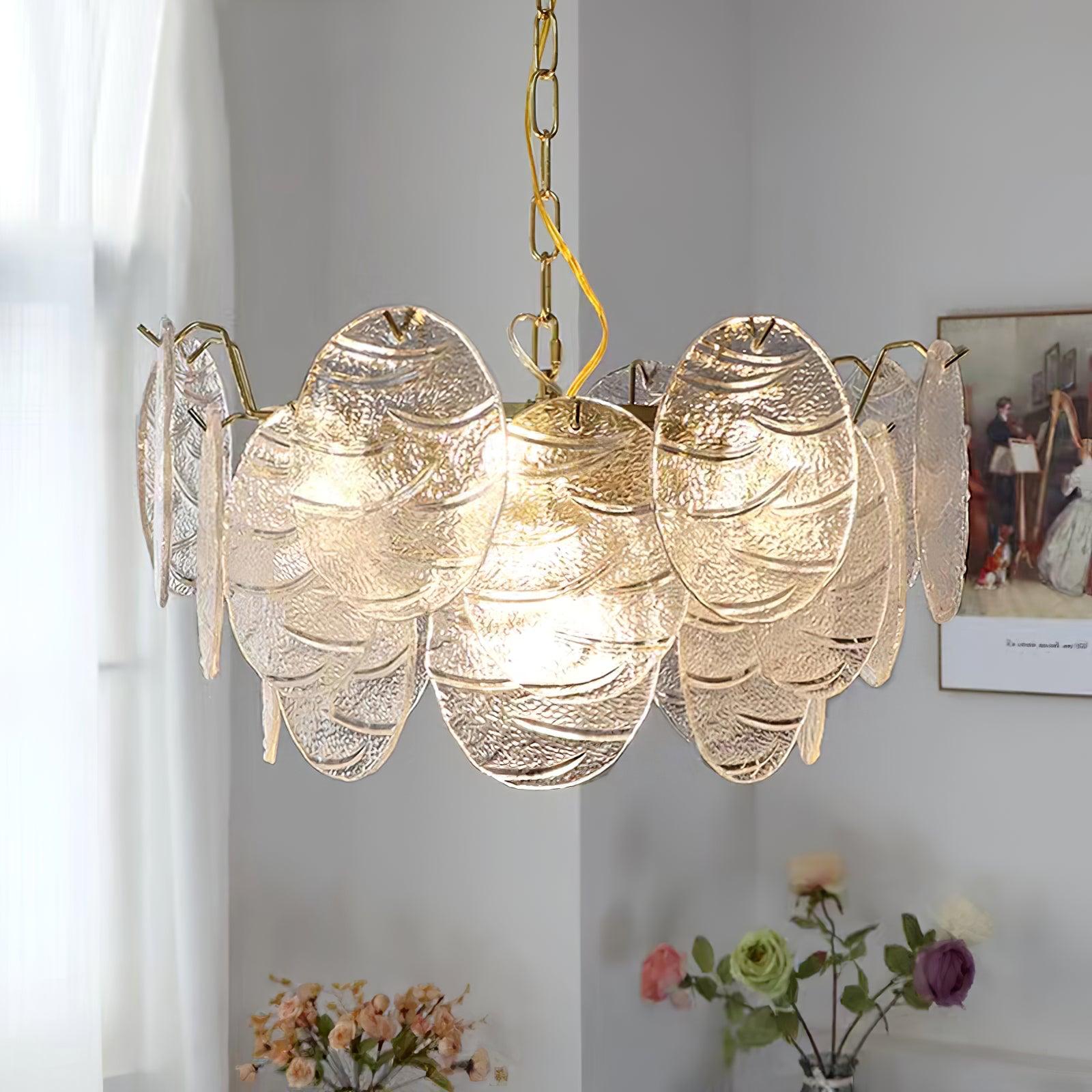 Lustra Chandelier Glass Disc Gold - Letslighting