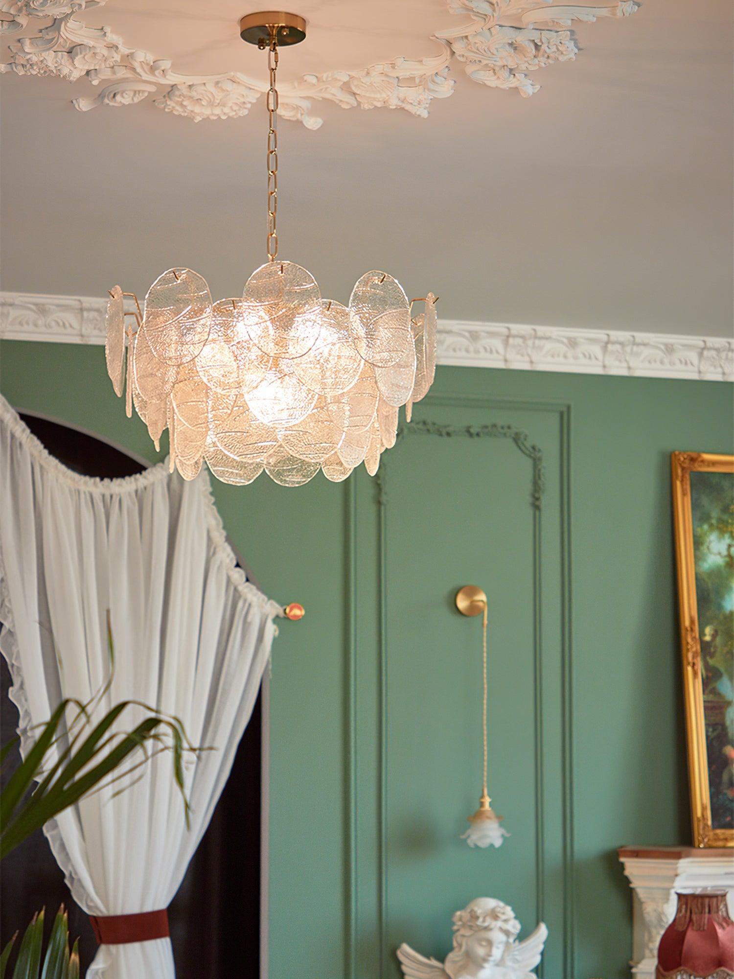 Lustra Chandelier Glass Disc Gold - Letslighting