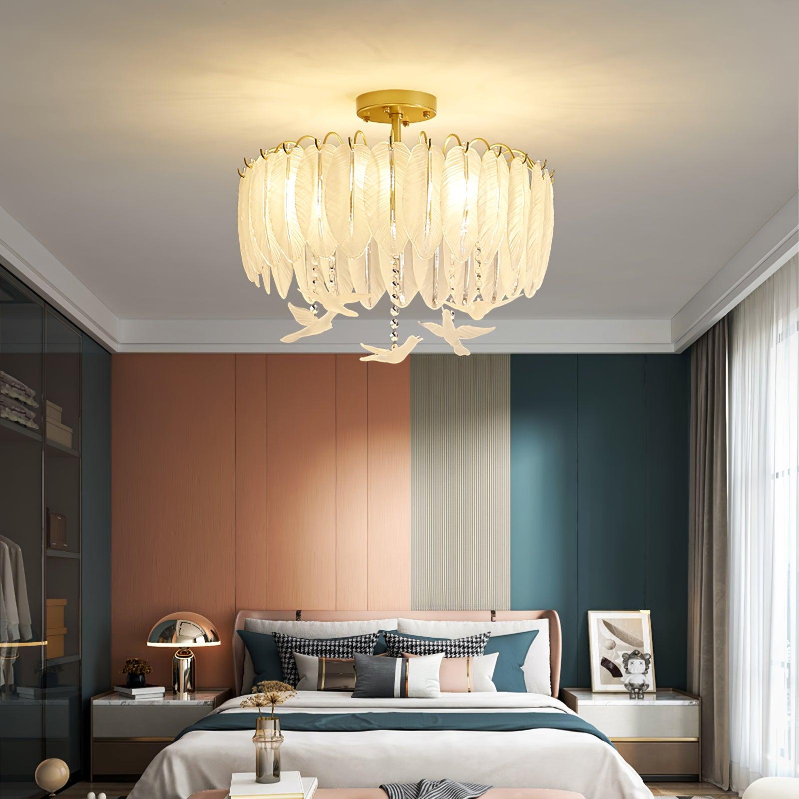 Glass Feather Ceiling Light - Blowlighting
