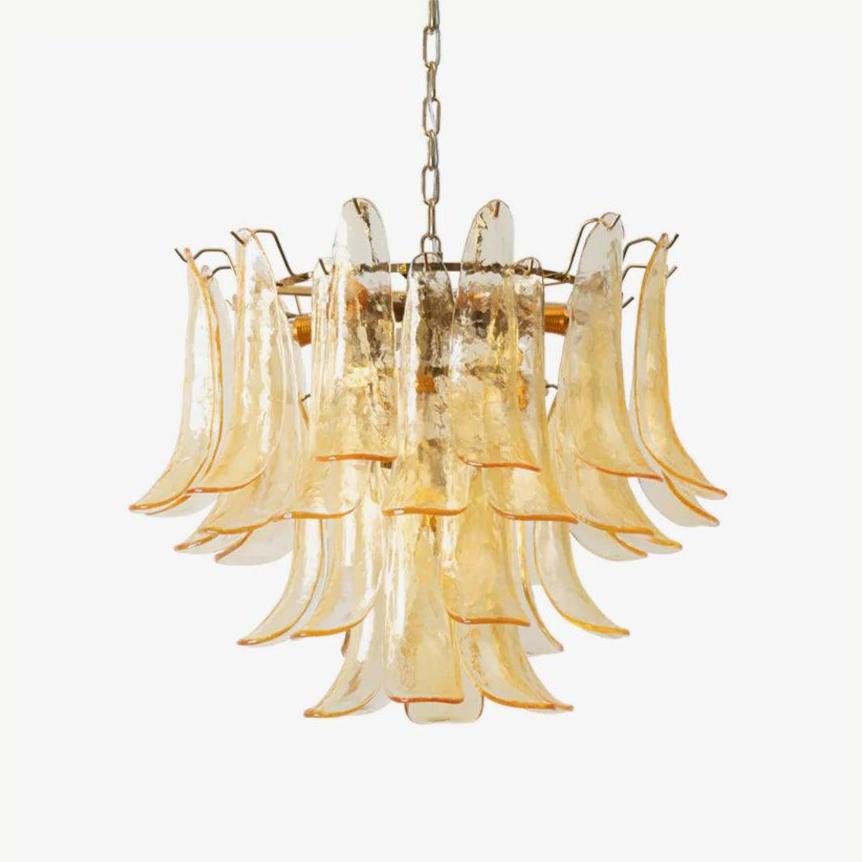 Aurora Chandelier Murano Glass Leaf Golden - Letslighting