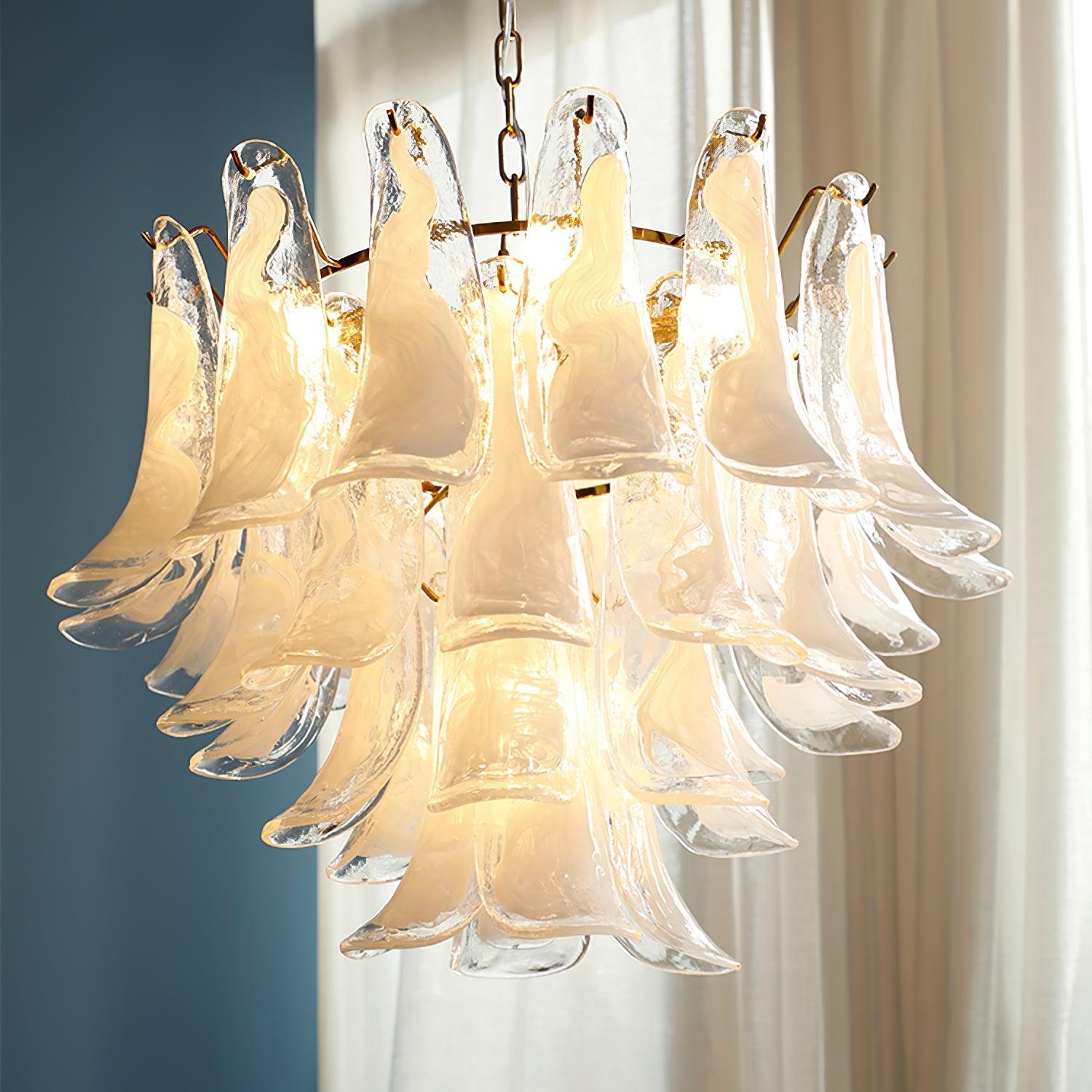 Aurora Chandelier Murano Glass Leaf Golden - Letslighting