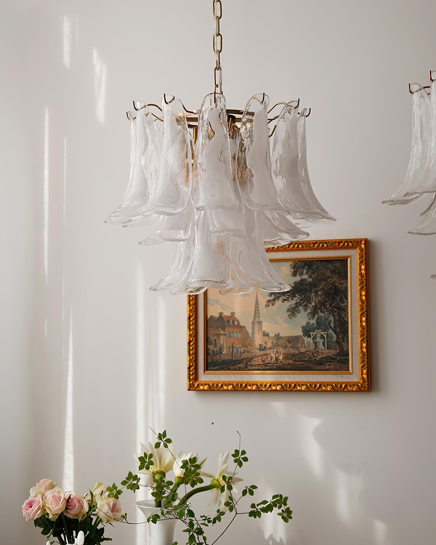 Aurora Chandelier Murano Glass Leaf Golden - Letslighting