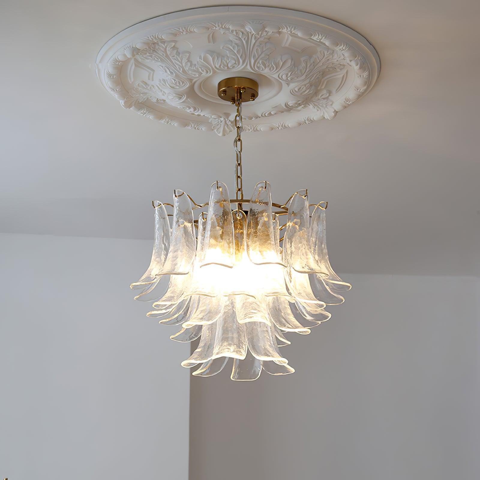 Aurora Chandelier Murano Glass Leaf Golden - Letslighting