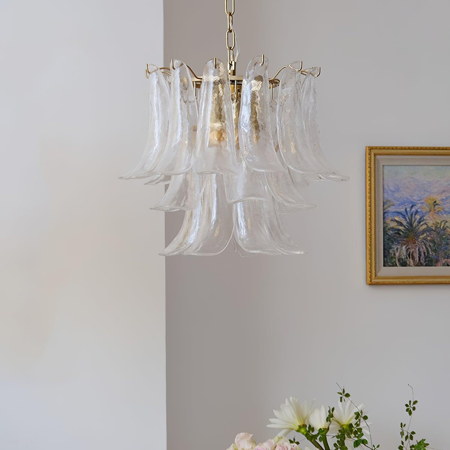 Aurora Chandelier Murano Glass Leaf Golden - Letslighting
