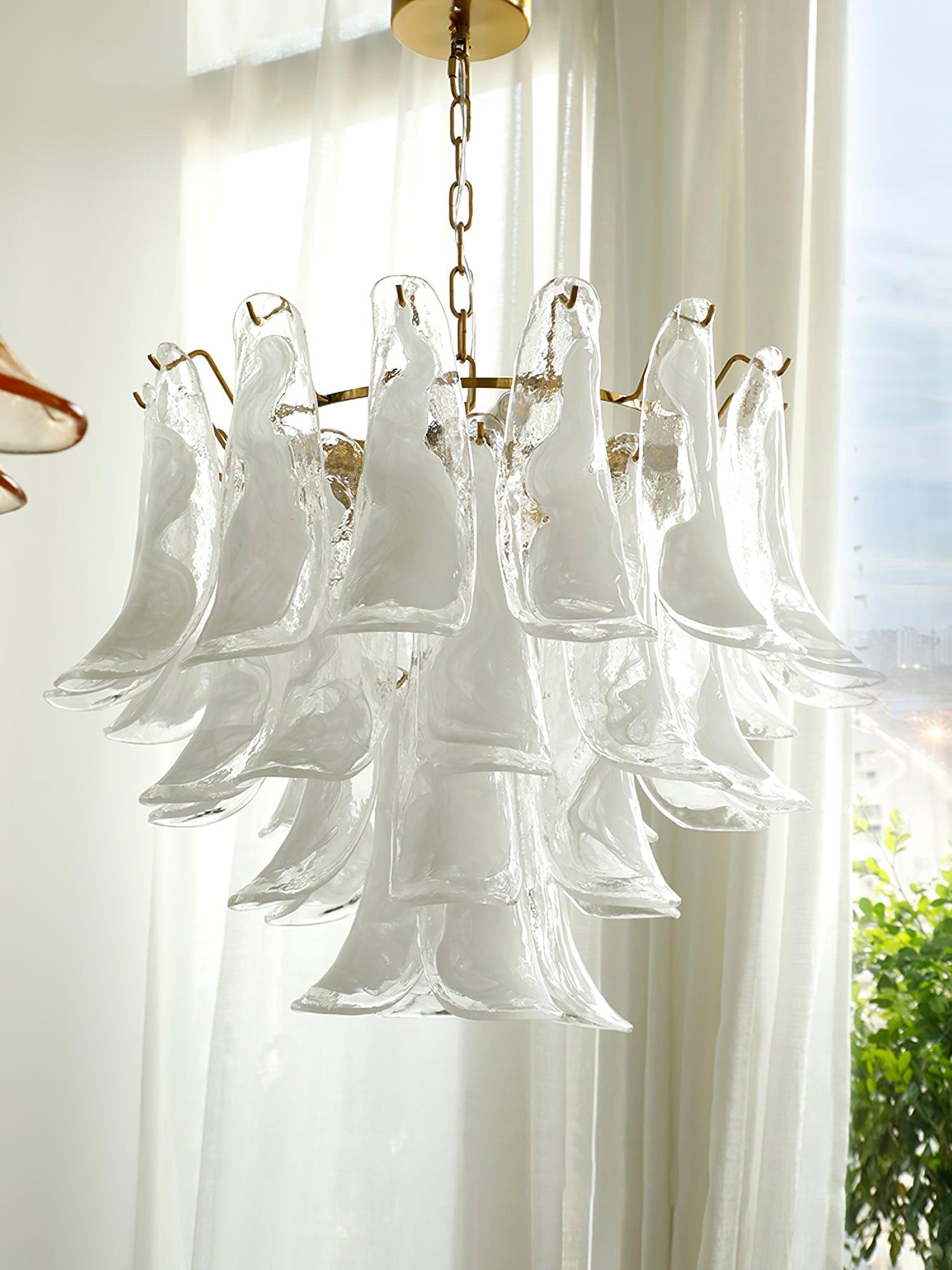 Aurora Chandelier Murano Glass Leaf Golden - Letslighting