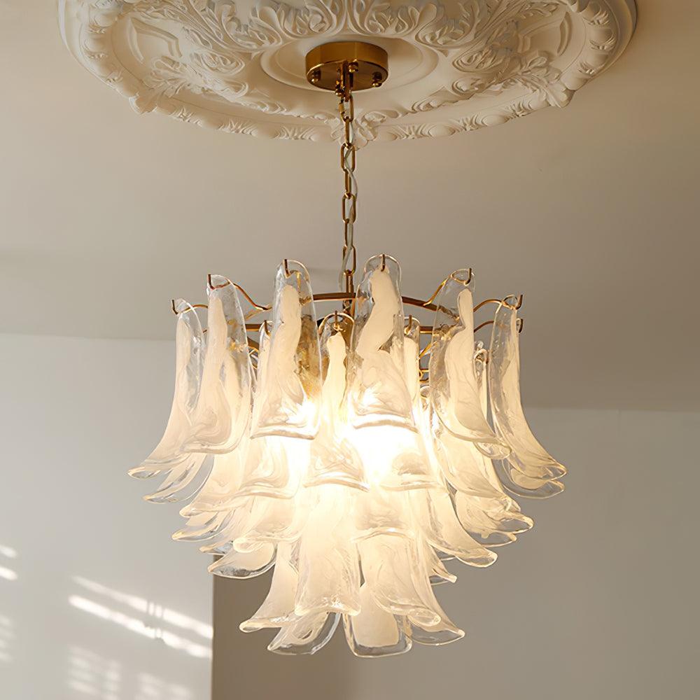 Aurora Chandelier Murano Glass Leaf Golden - Letslighting