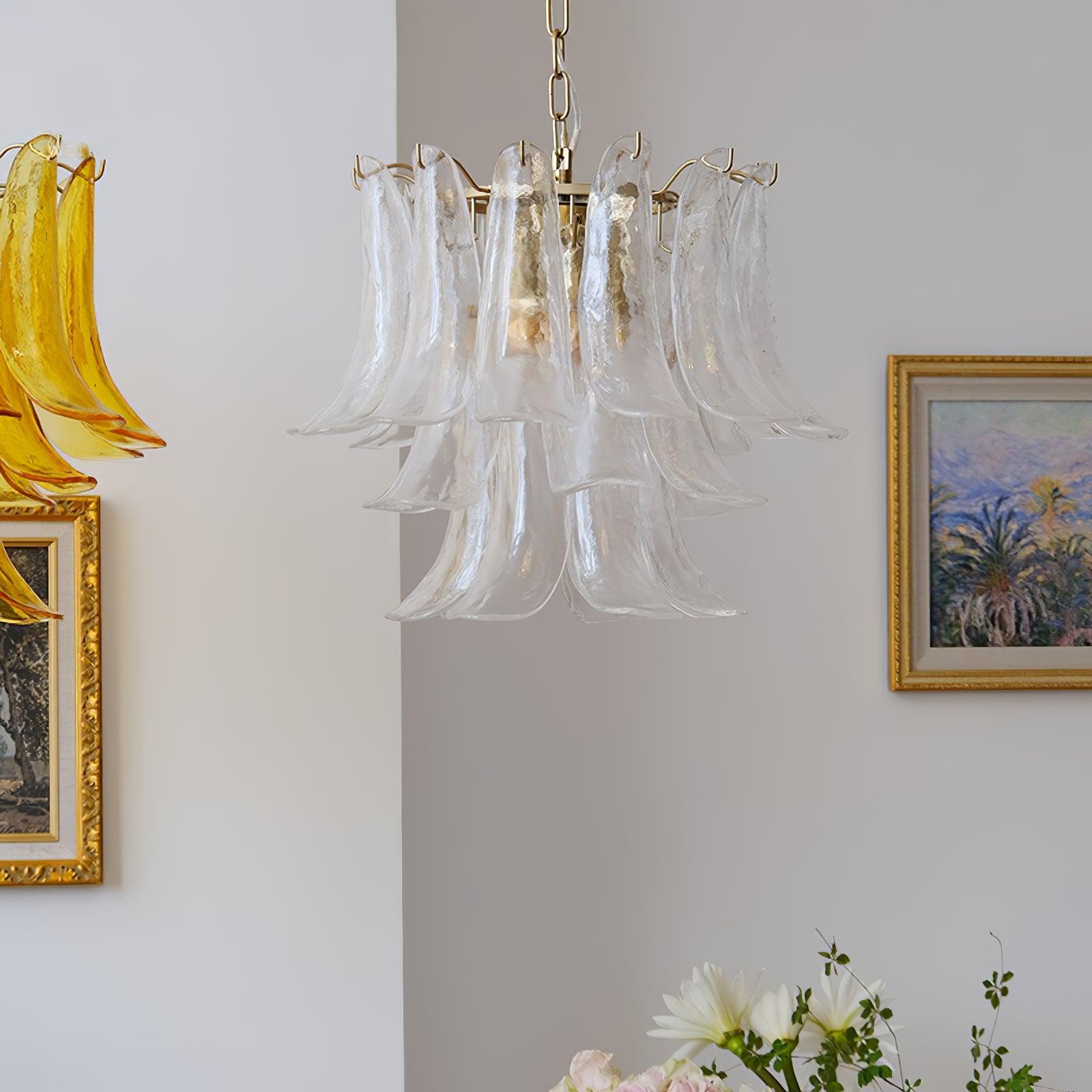 Aurora Chandelier Murano Glass Leaf Golden - Letslighting