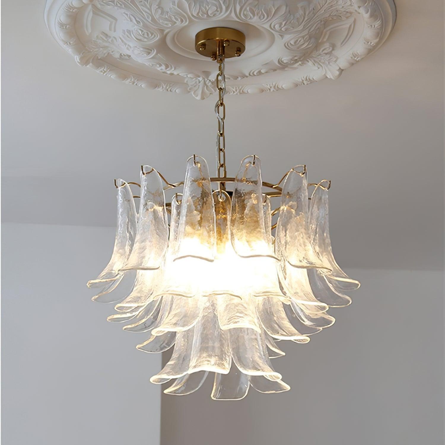 Aurora Chandelier Murano Glass Leaf Golden - Letslighting