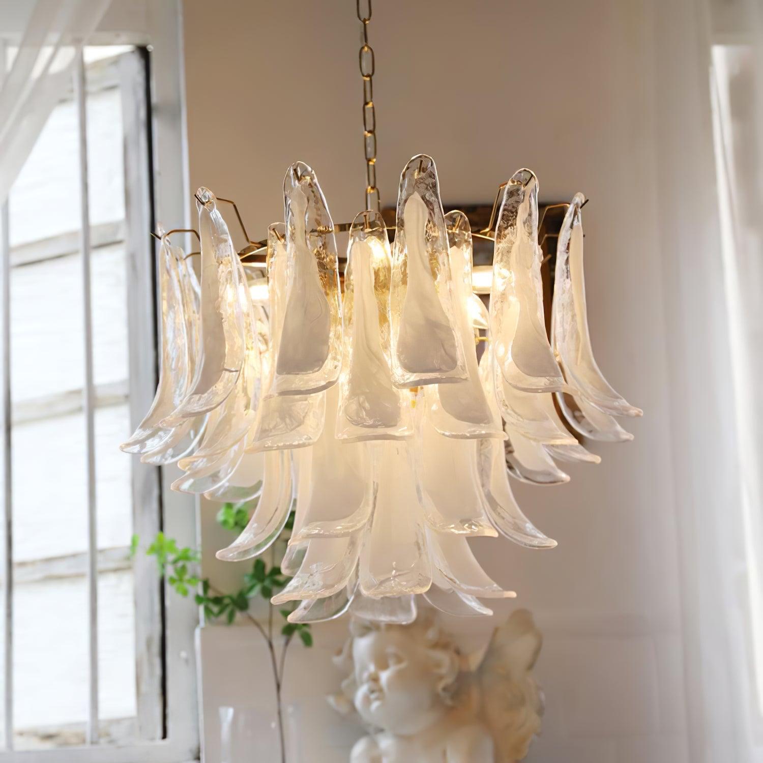Aurora Chandelier Murano Glass Leaf Golden - Letslighting