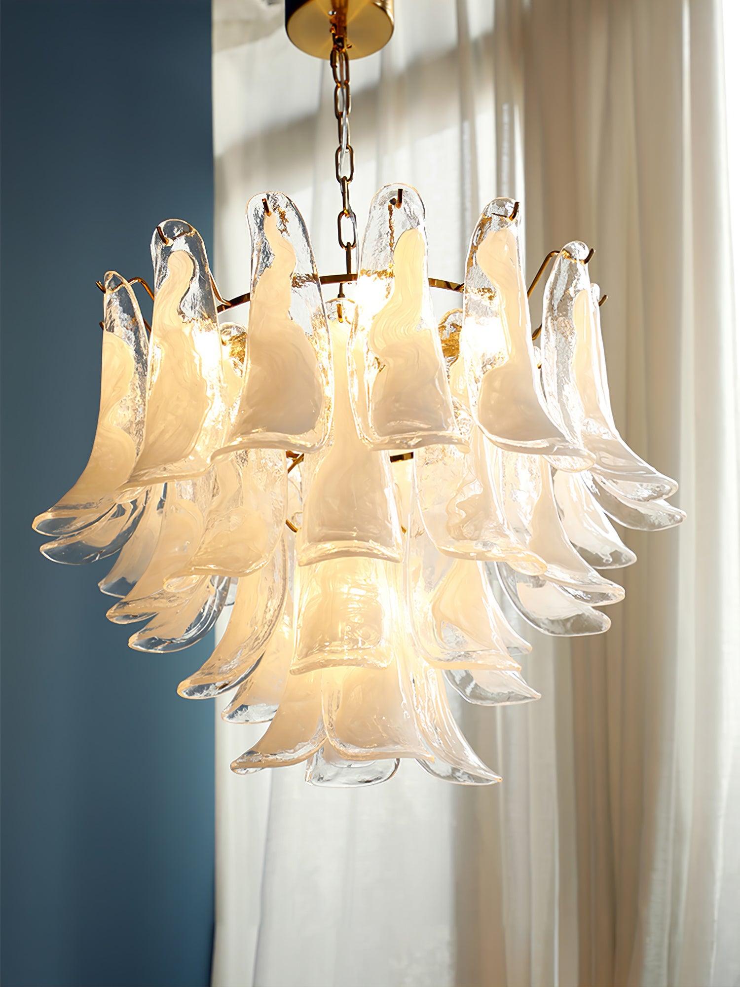 Aurora Chandelier Murano Glass Leaf Golden - Letslighting