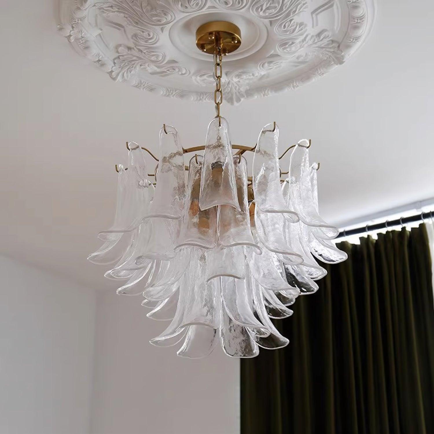 Aurora Chandelier Murano Glass Leaf Golden - Letslighting
