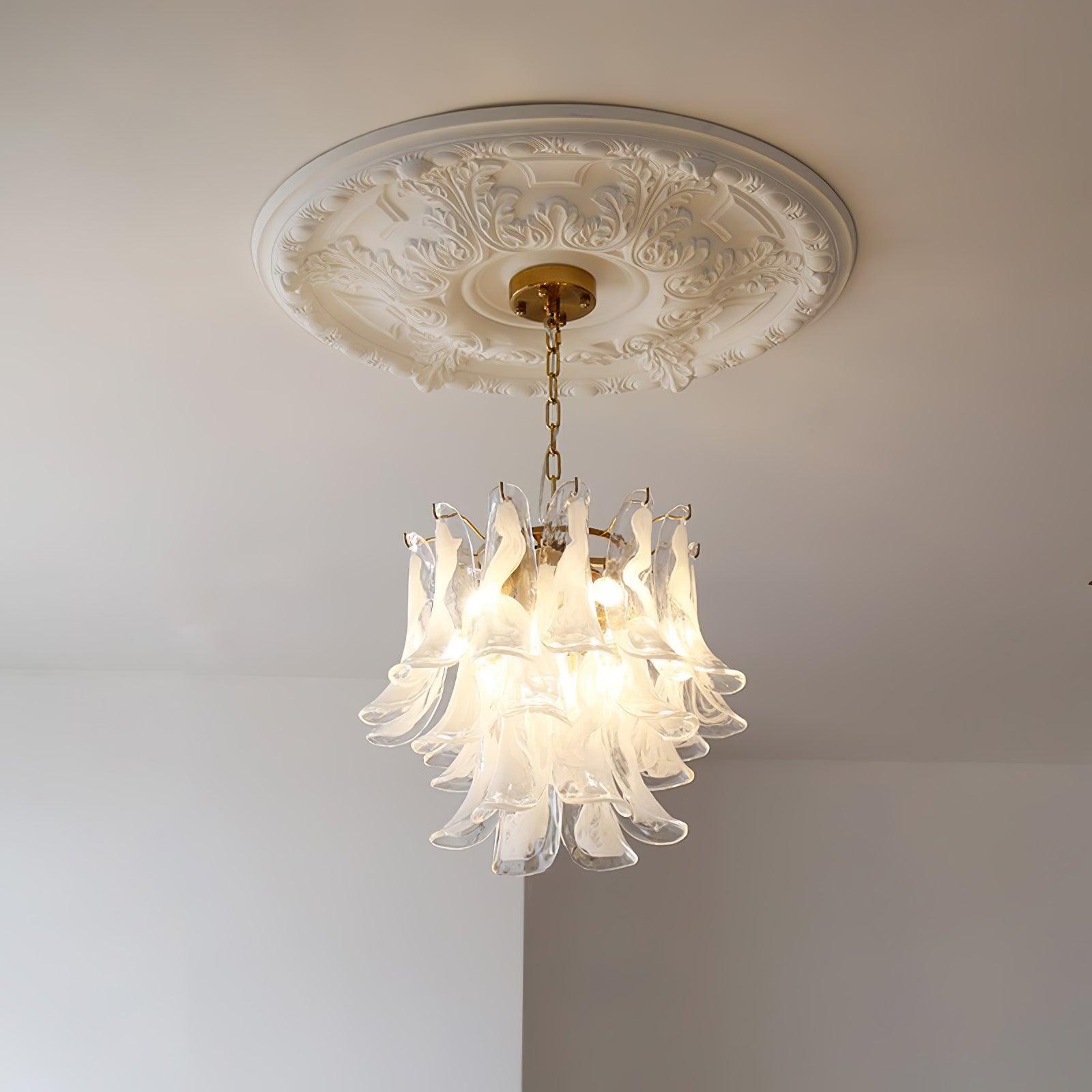 Aurora Chandelier Murano Glass Leaf Golden - Letslighting