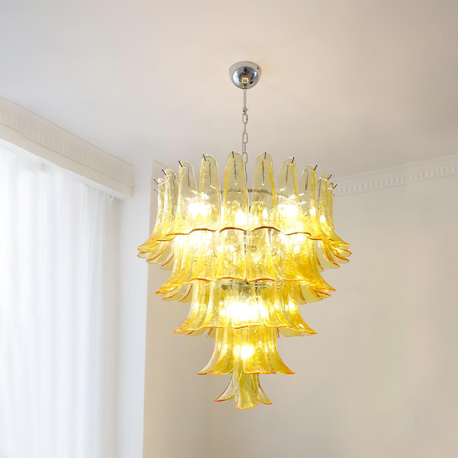 Aurora Chandelier Murano Glass Leaf Golden - Letslighting