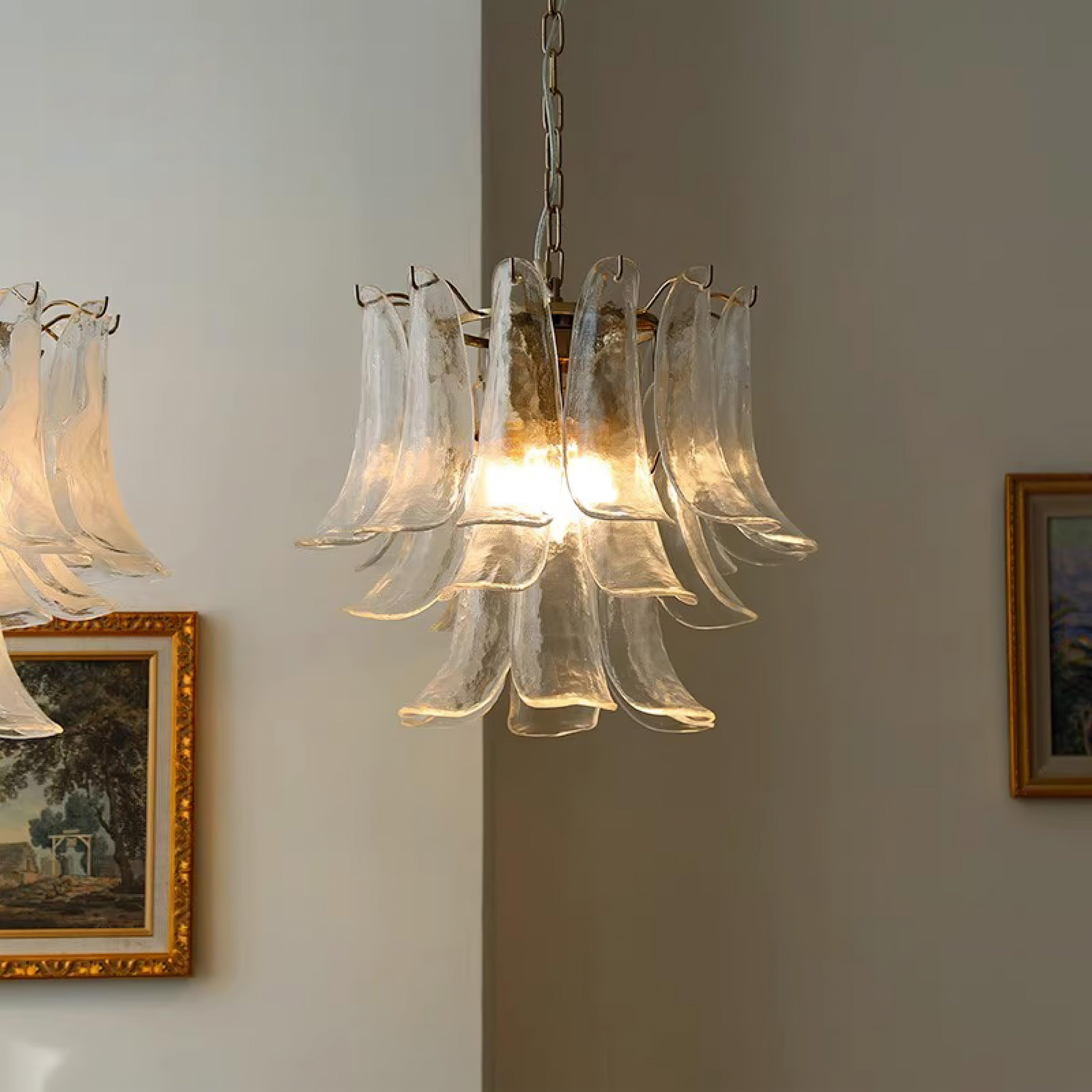 Aurora Chandelier Murano Glass Leaf Golden - Letslighting