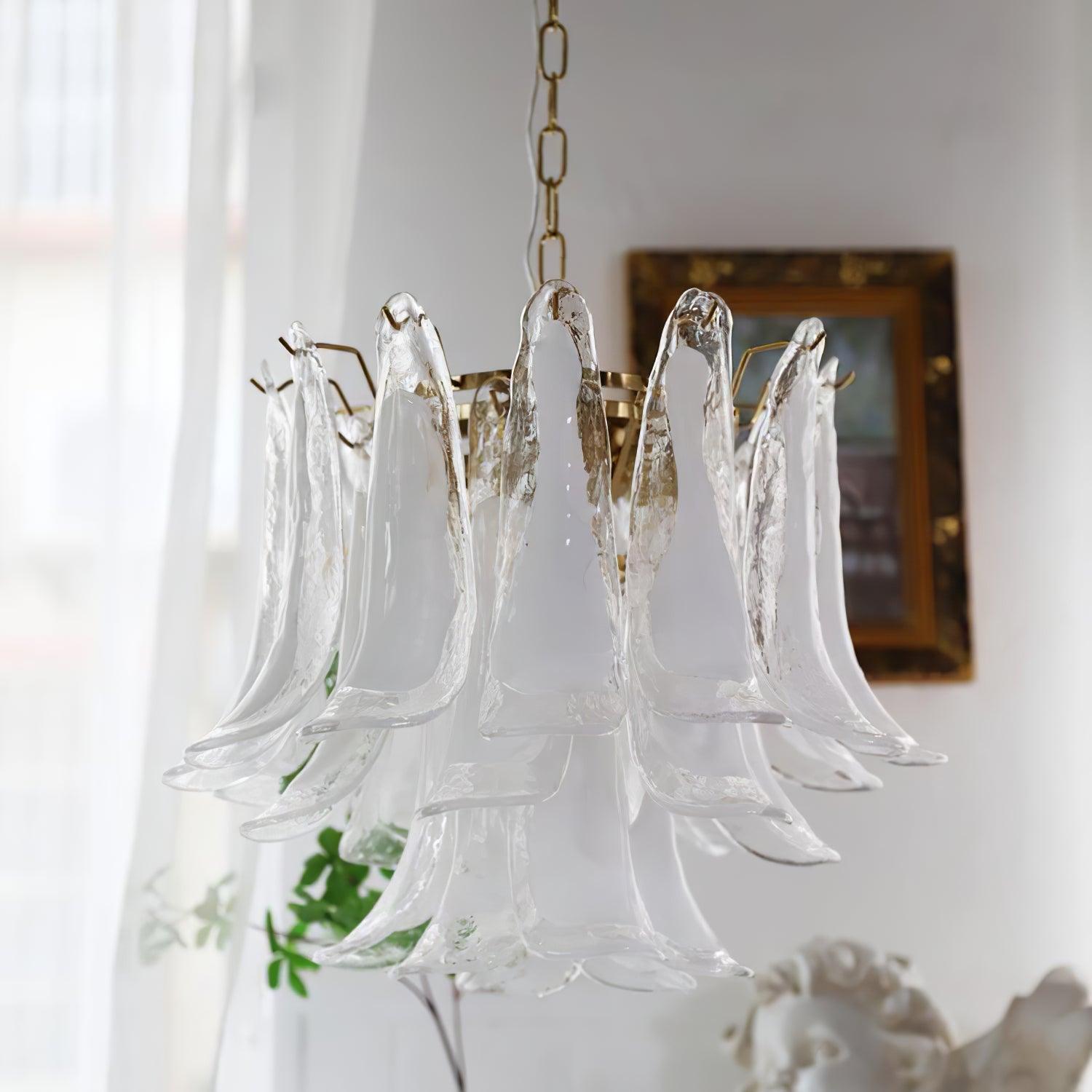 Aurora Chandelier Murano Glass Leaf Golden - Letslighting