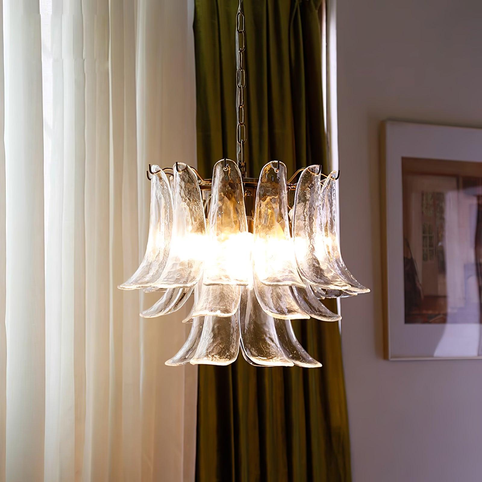 Aurora Chandelier Murano Glass Leaf Golden - Letslighting