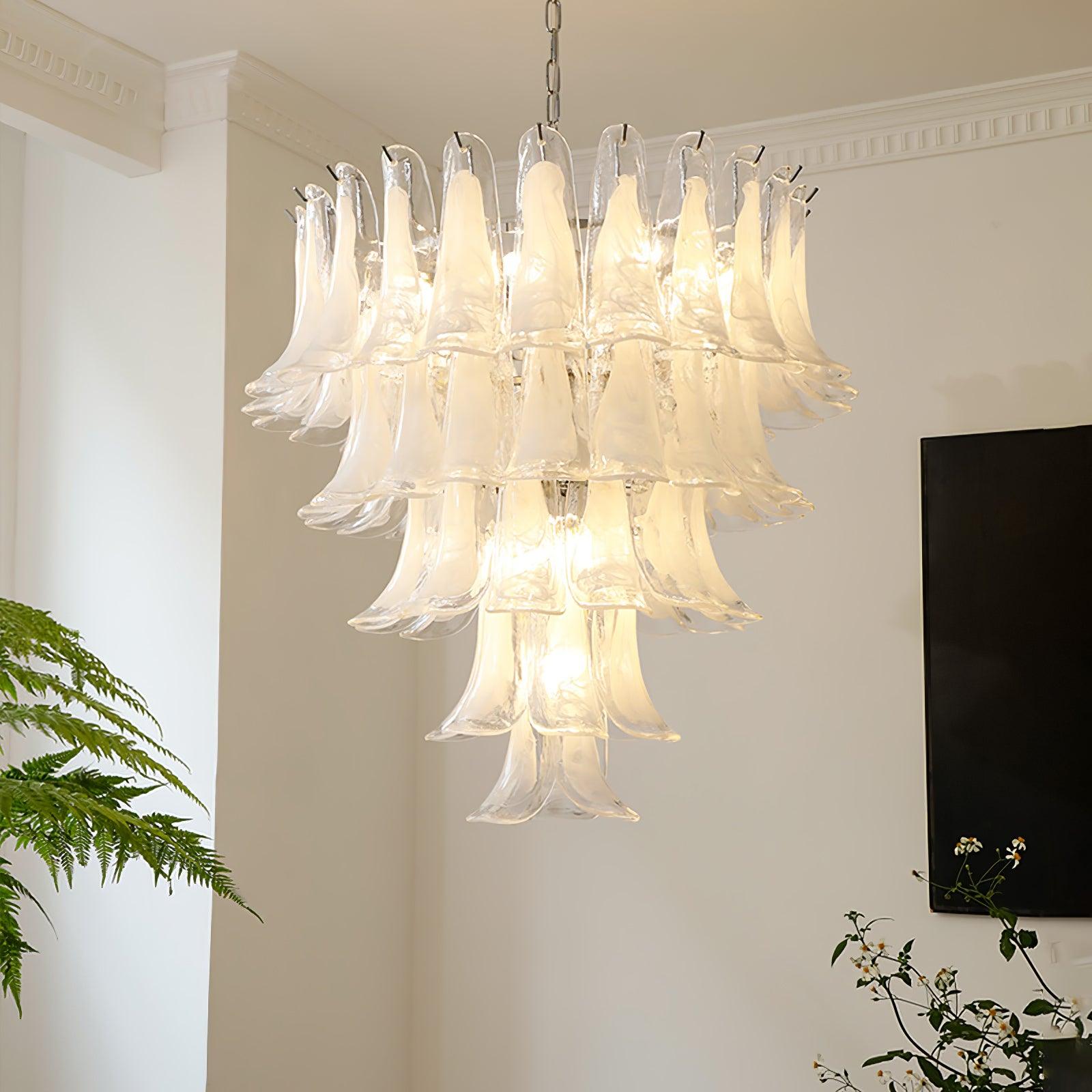 Aurora Chandelier Murano Glass Leaf Golden - Letslighting
