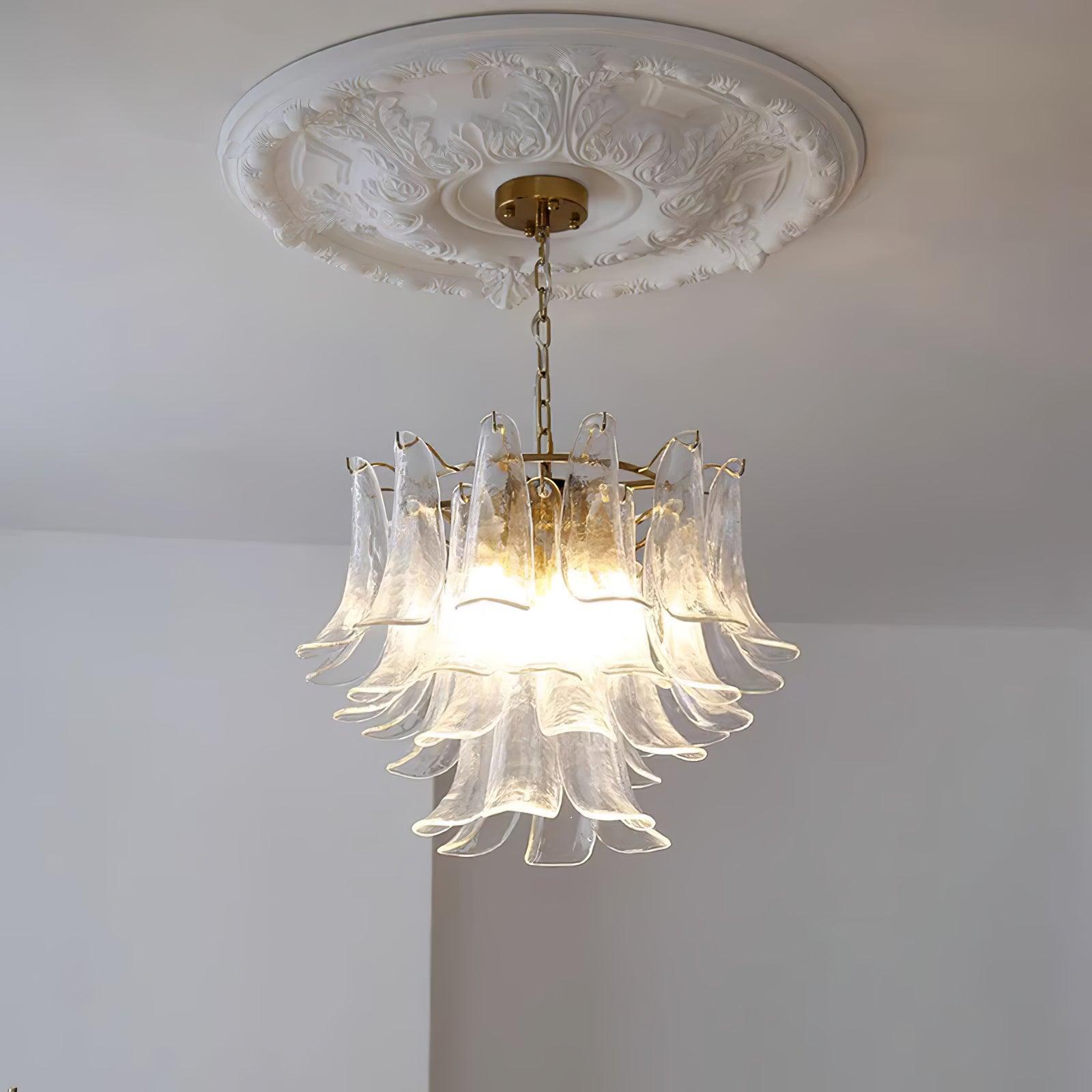 Aurora Chandelier Murano Glass Leaf Golden - Letslighting
