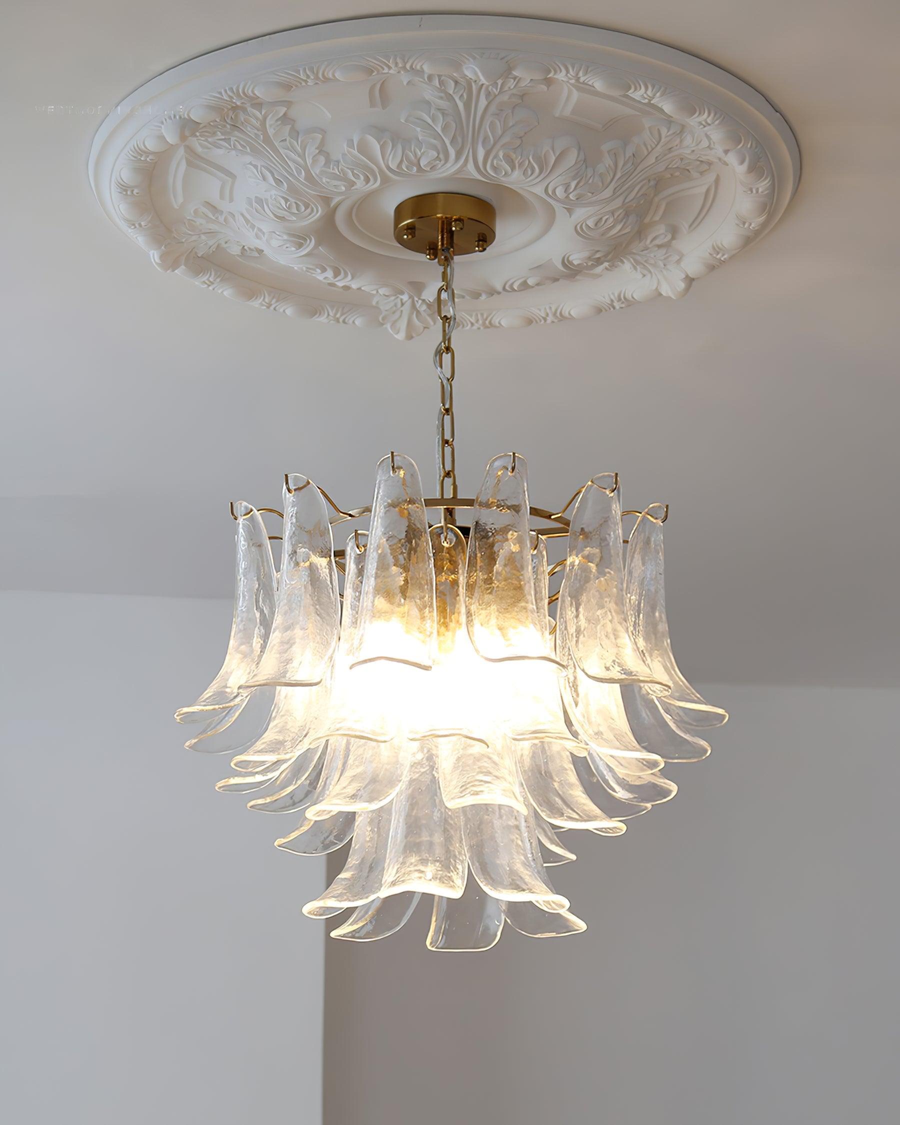 Aurora Chandelier Murano Glass Leaf Golden - Letslighting