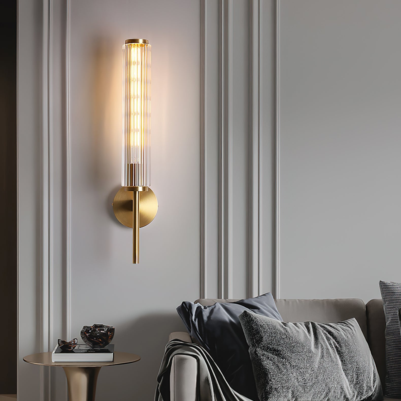 Cemaros Premium Linear Brass Glass Wall Light - Letslighting
