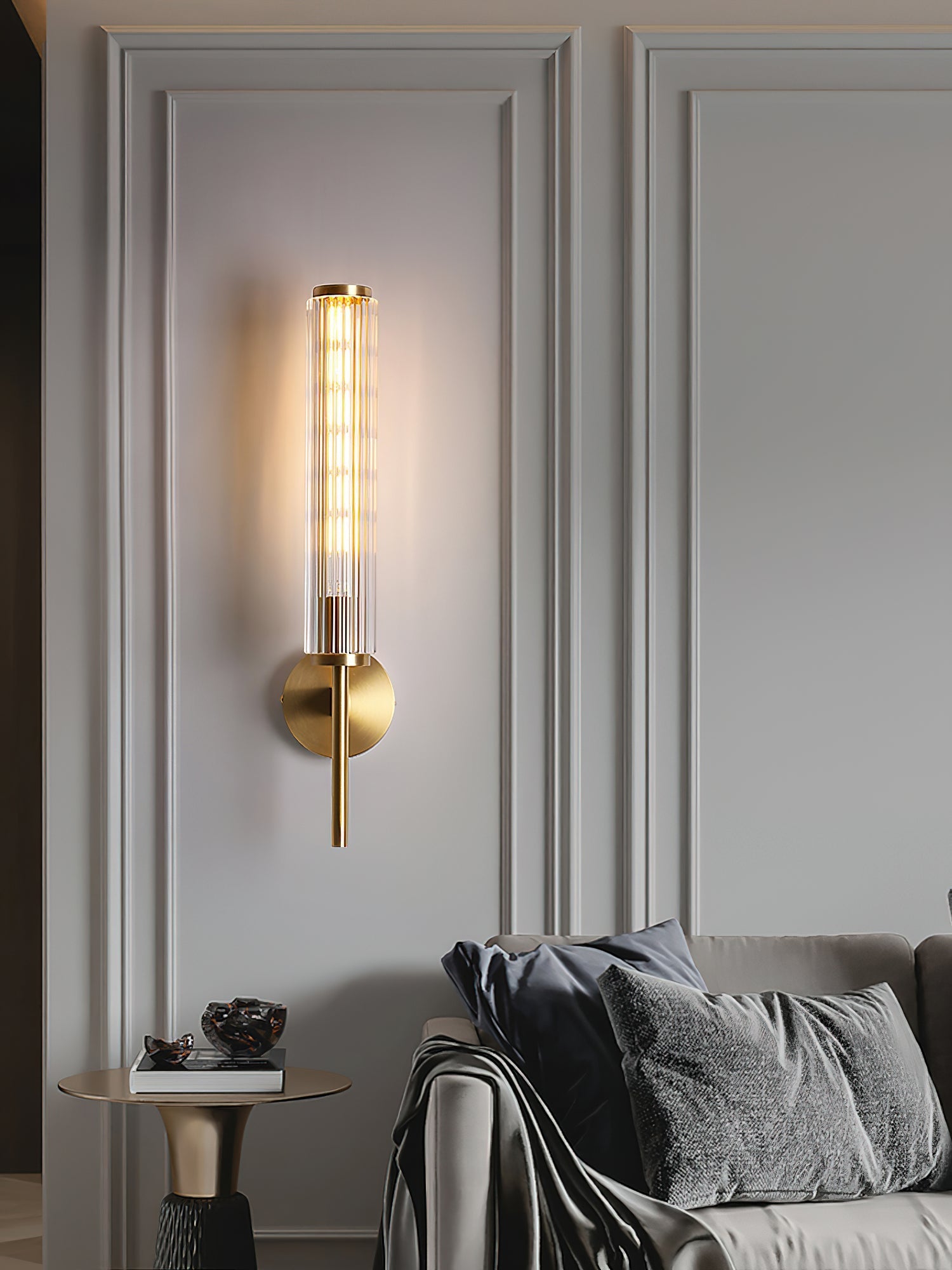 Cemaros Premium Linear Brass Glass Wall Light - Letslighting