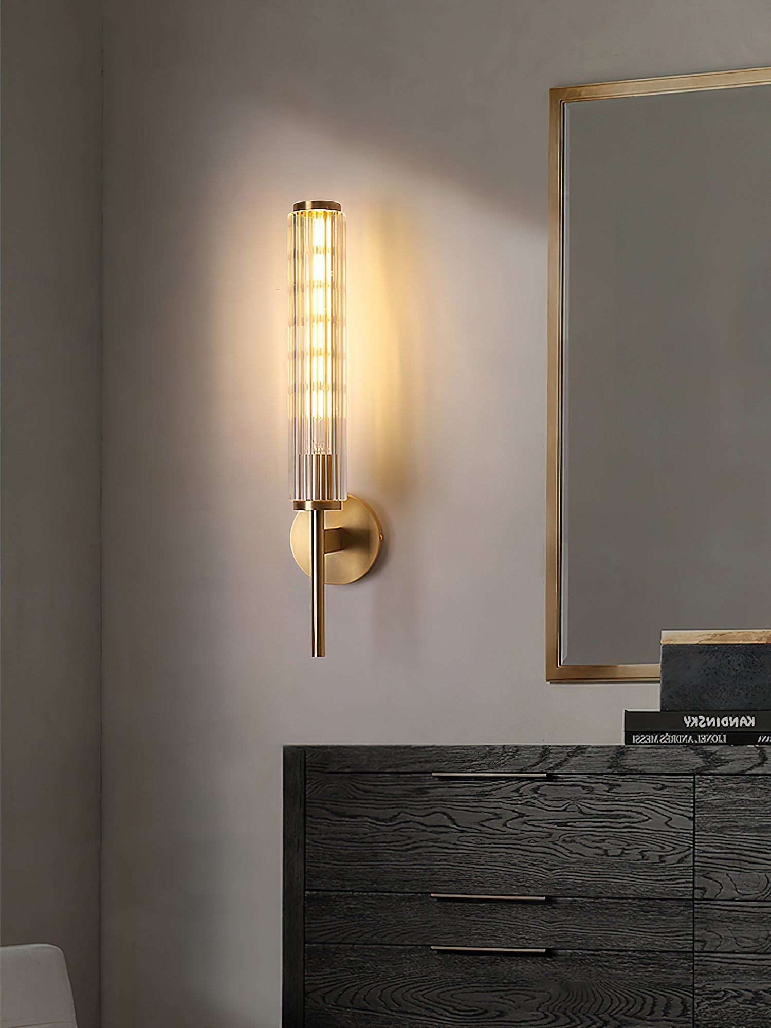 Cemaros Premium Linear Brass Glass Wall Light - Letslighting