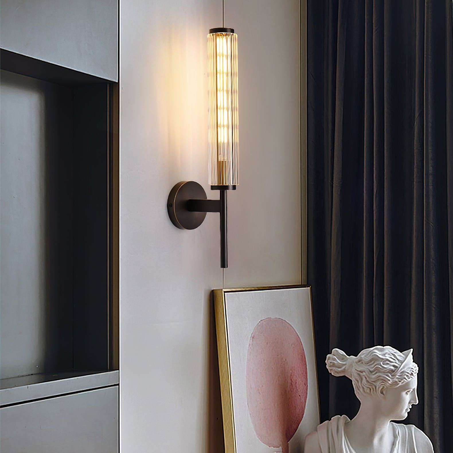 Cemaros Premium Linear Brass Glass Wall Light - Letslighting