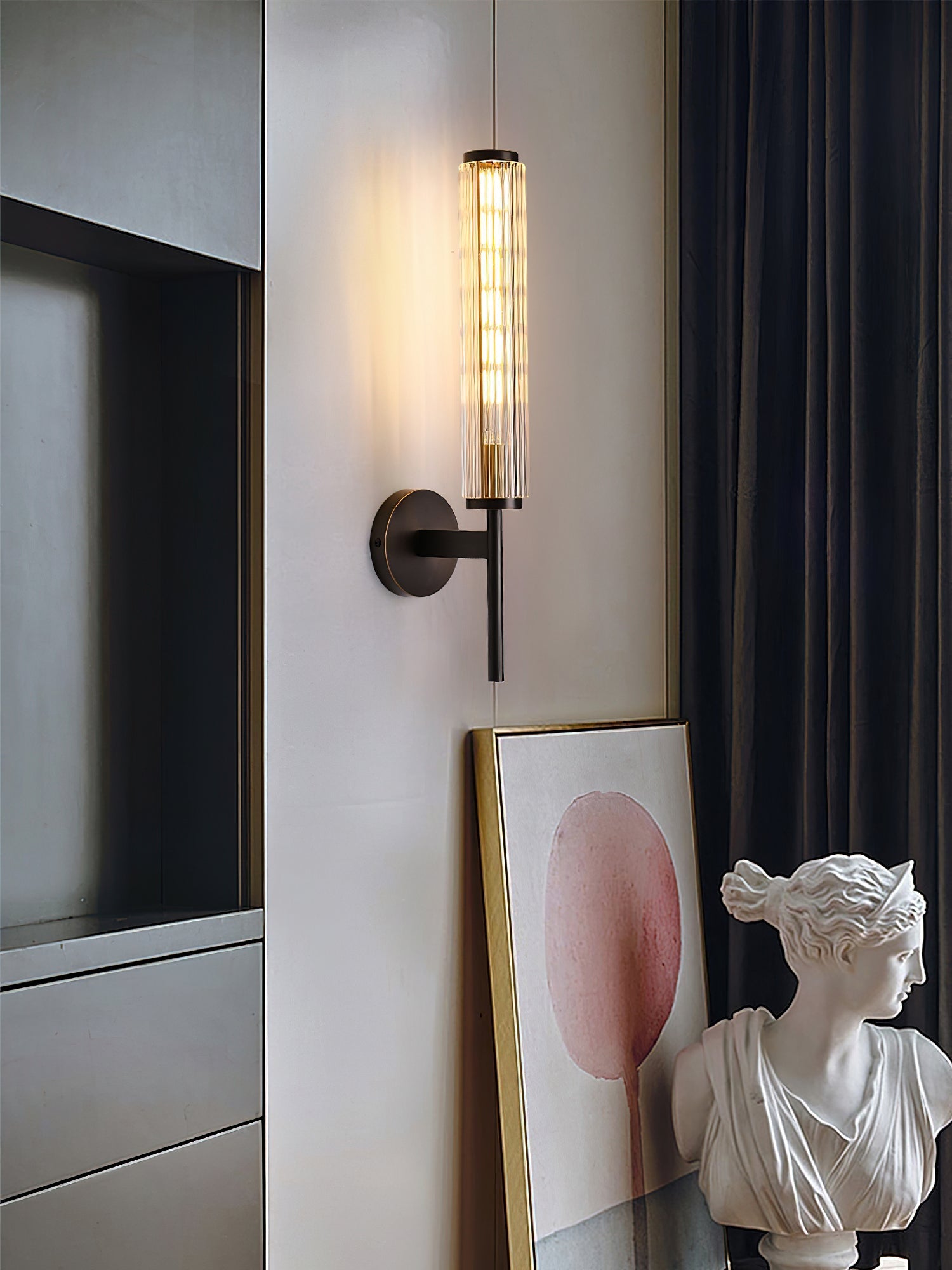 Cemaros Premium Linear Brass Glass Wall Light - Letslighting