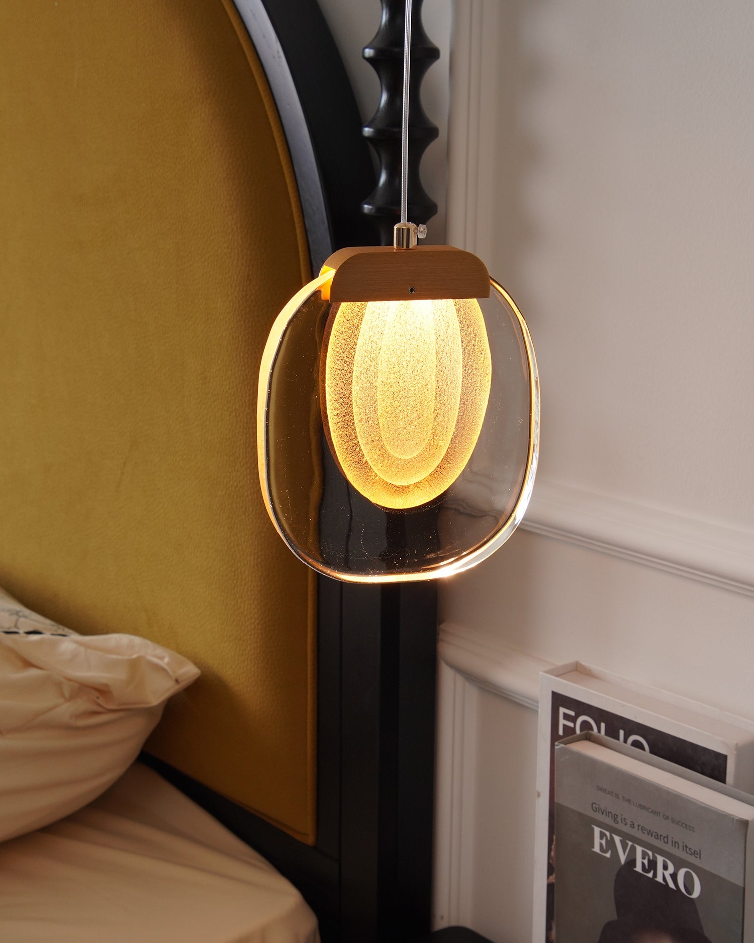 Pendant Lamp Ripple Glass Shade Gold Accent Scandinavian LED - Letslighting