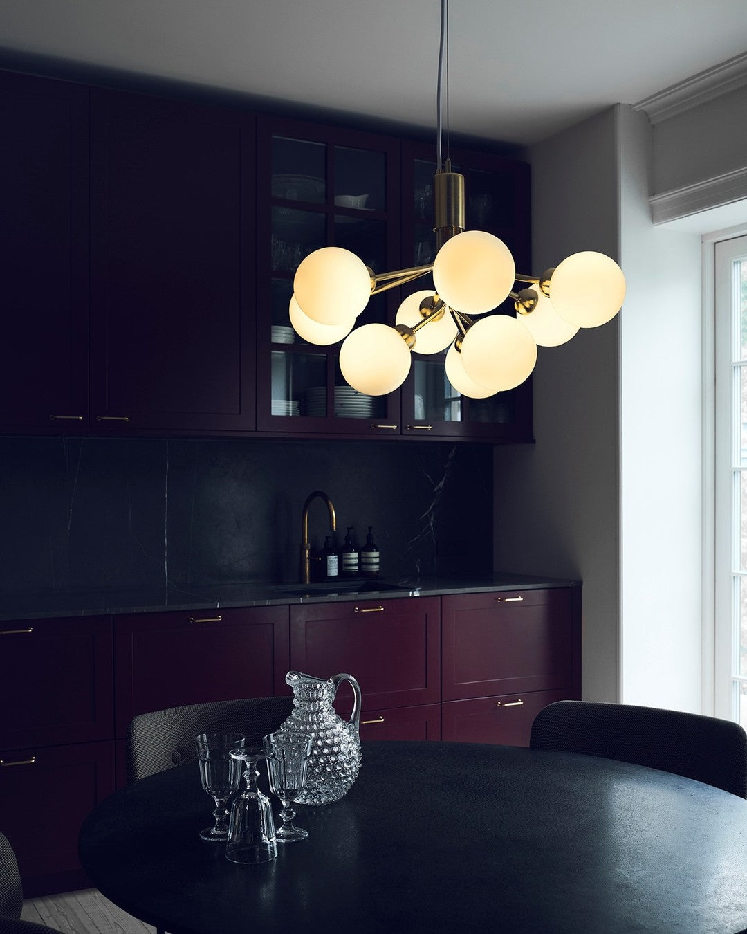 Lustra Pendant Lamp Glass Globe Cluster Brass - Letslighting