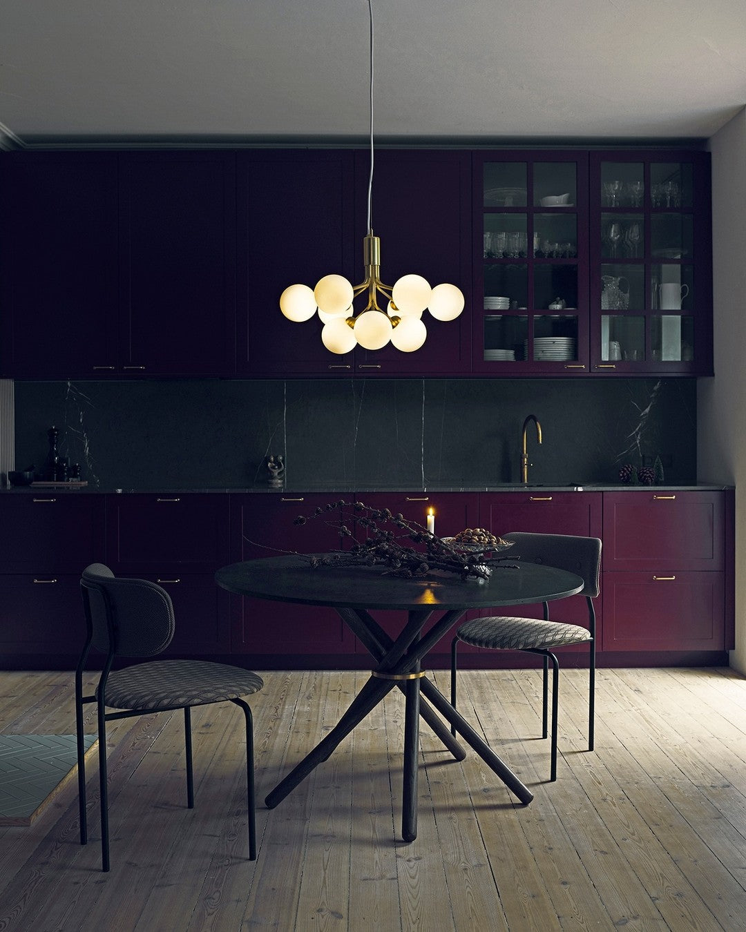 Lustra Pendant Lamp Glass Globe Cluster Brass - Letslighting