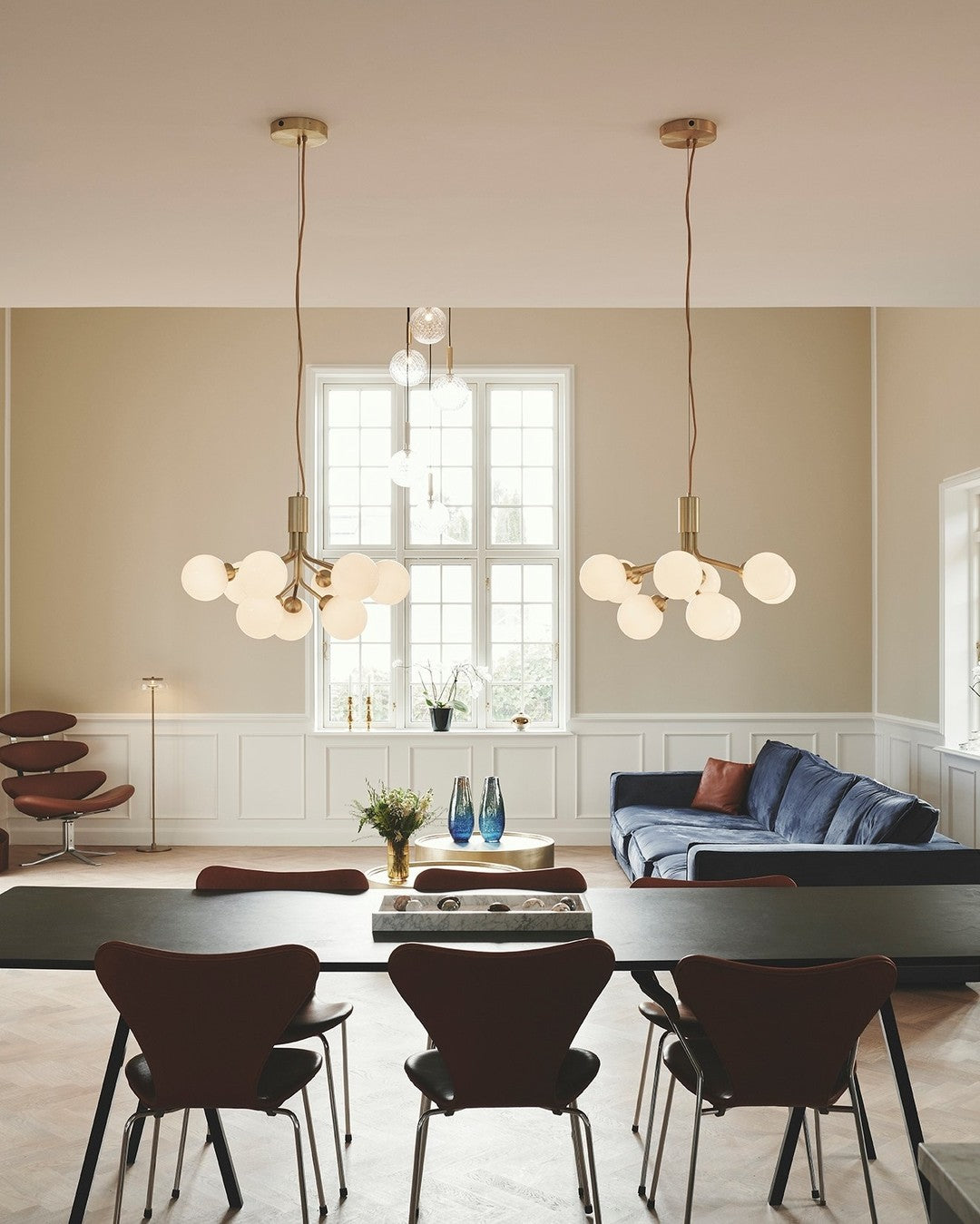 Lustra Pendant Lamp Glass Globe Cluster Brass - Letslighting