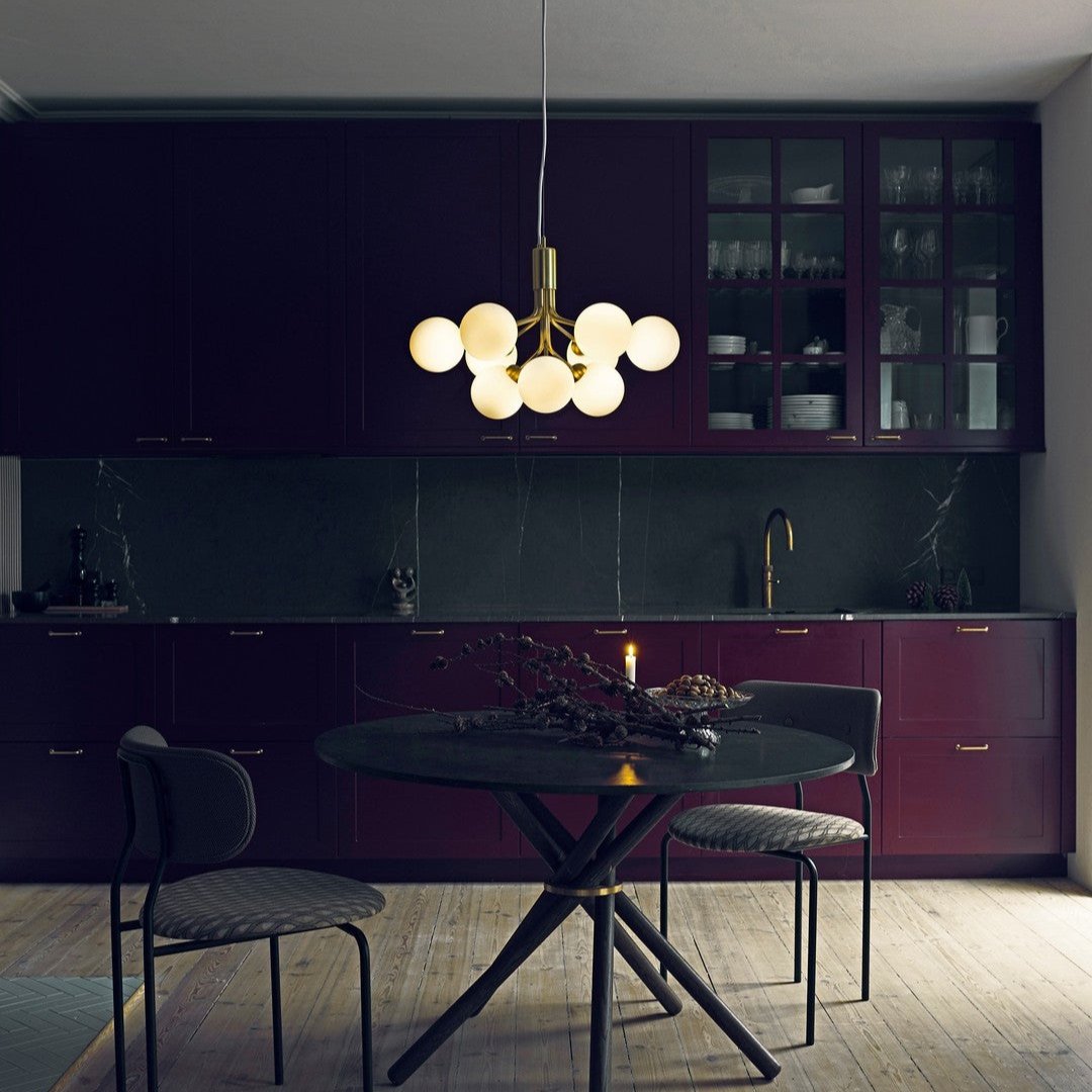 Lustra Pendant Lamp Glass Globe Cluster Brass - Letslighting