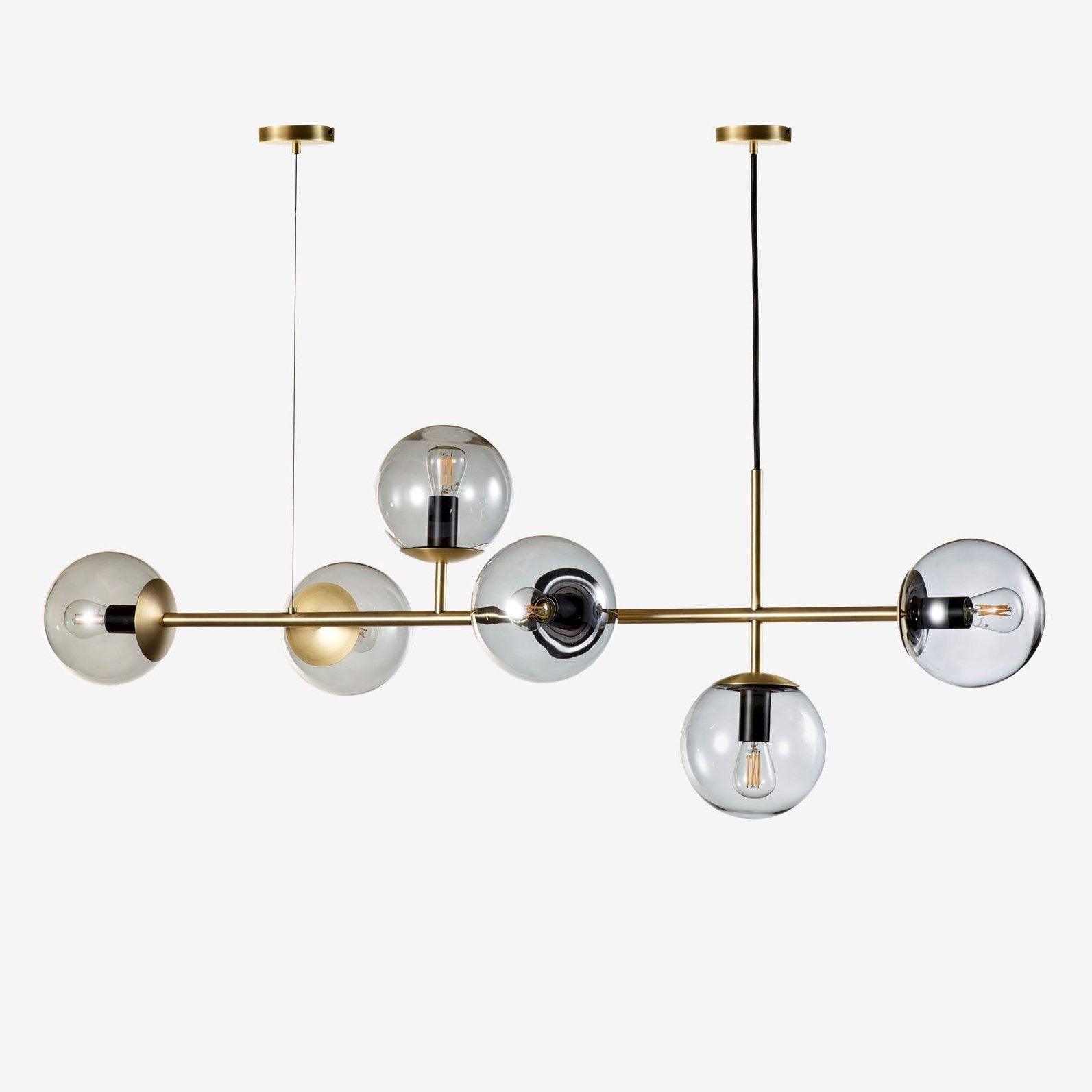 Lustra Pendant Lamp Orb Brass Glass for Living Room - Letslighting