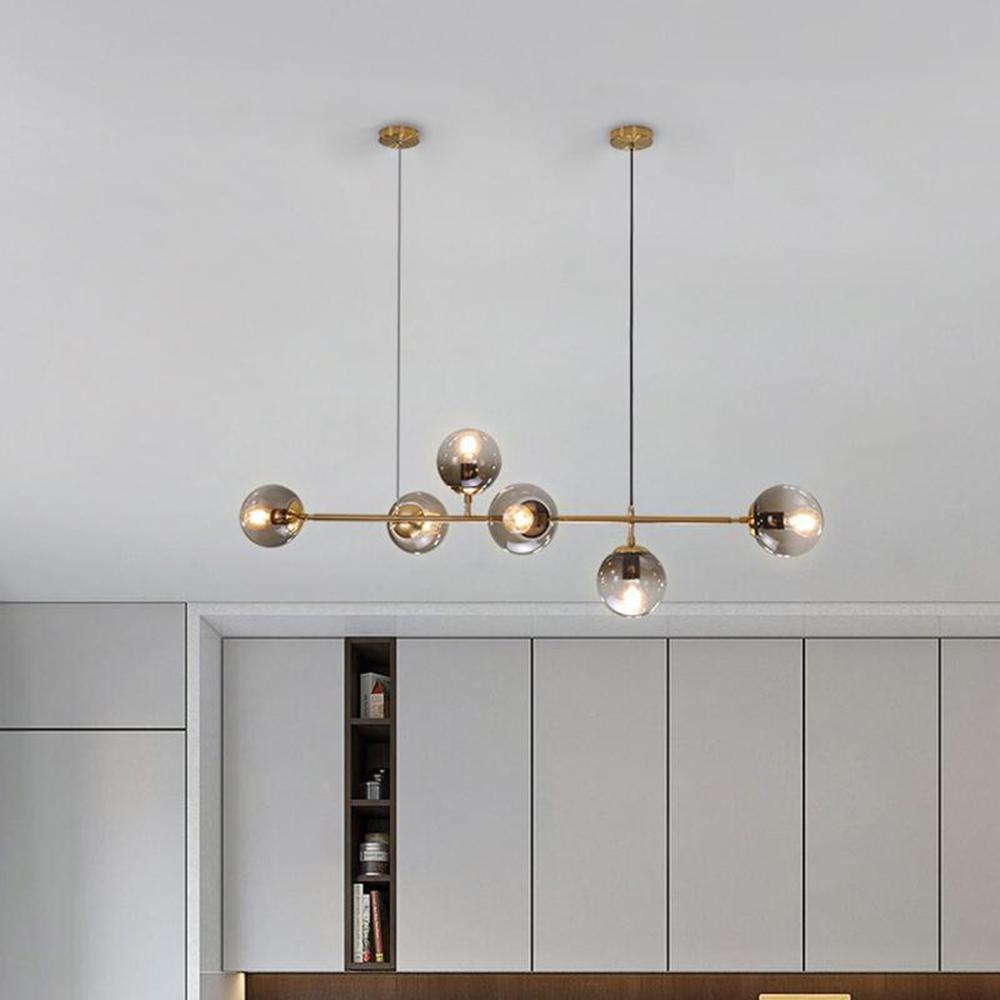 Lustra Pendant Lamp Orb Brass Glass for Living Room - Letslighting