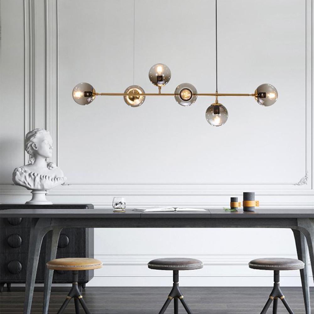 Lustra Pendant Lamp Orb Brass Glass for Living Room - Letslighting