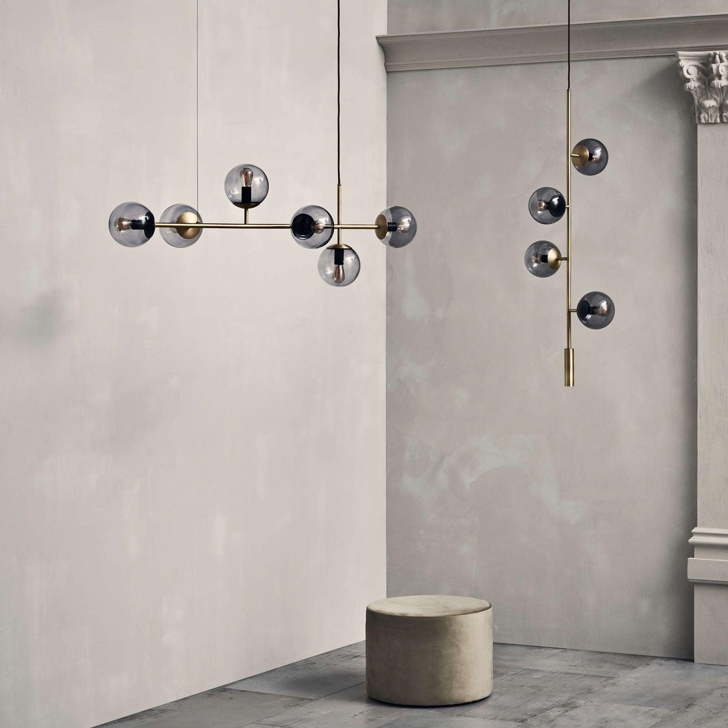 Lustra Pendant Lamp Orb Brass Glass for Living Room - Letslighting