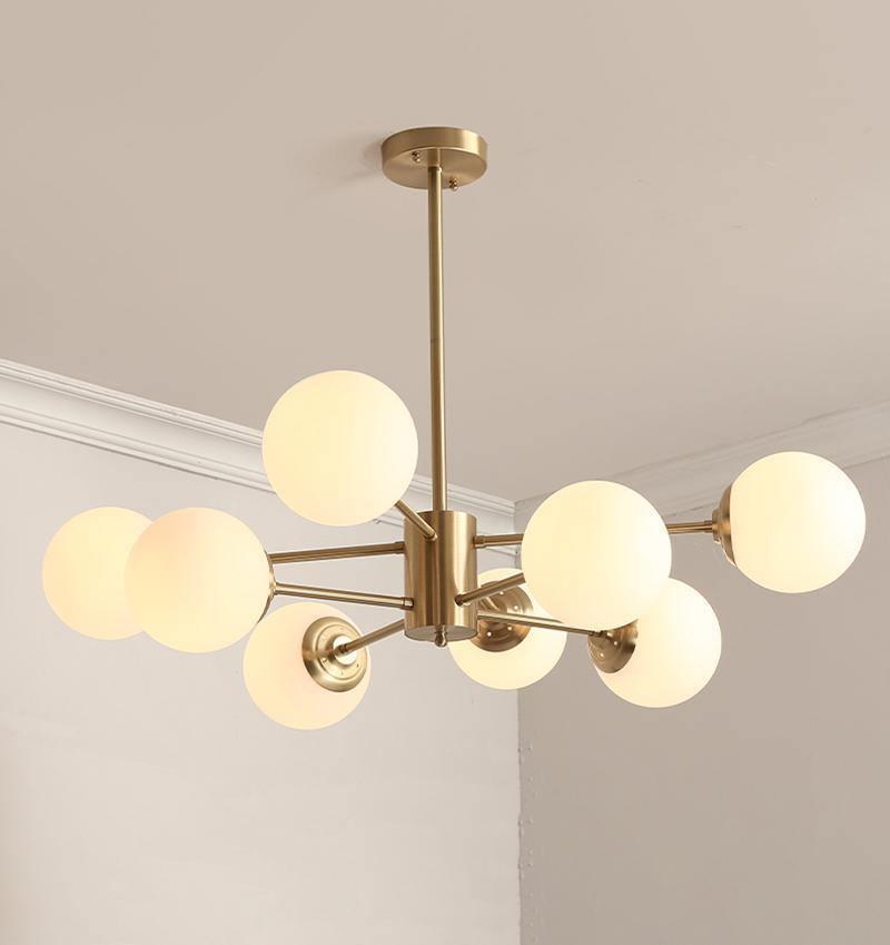 Lustra Chandelier Brass Opal Glass - Letslighting