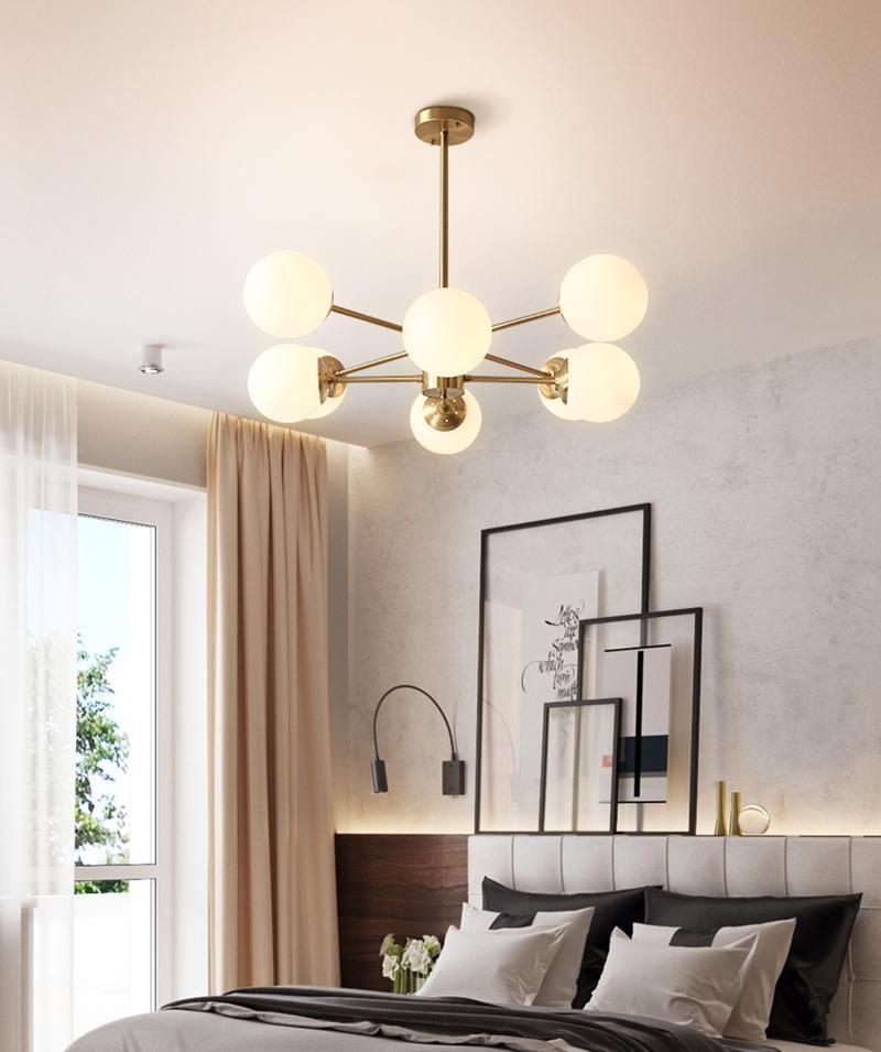 Lustra Chandelier Brass Opal Glass - Letslighting