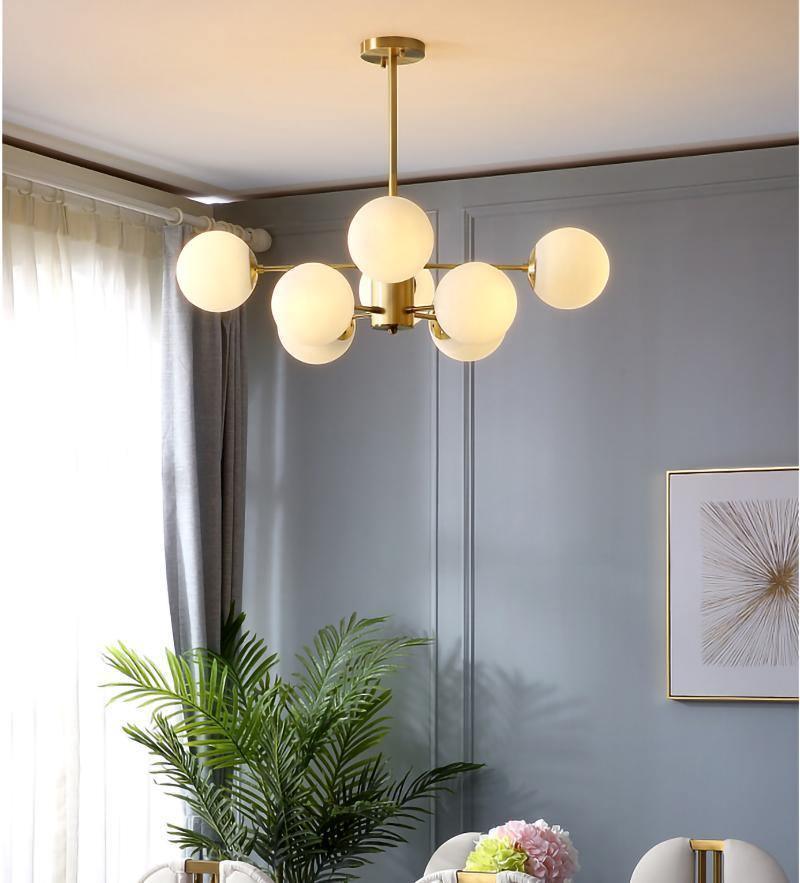 Lustra Chandelier Brass Opal Glass - Letslighting